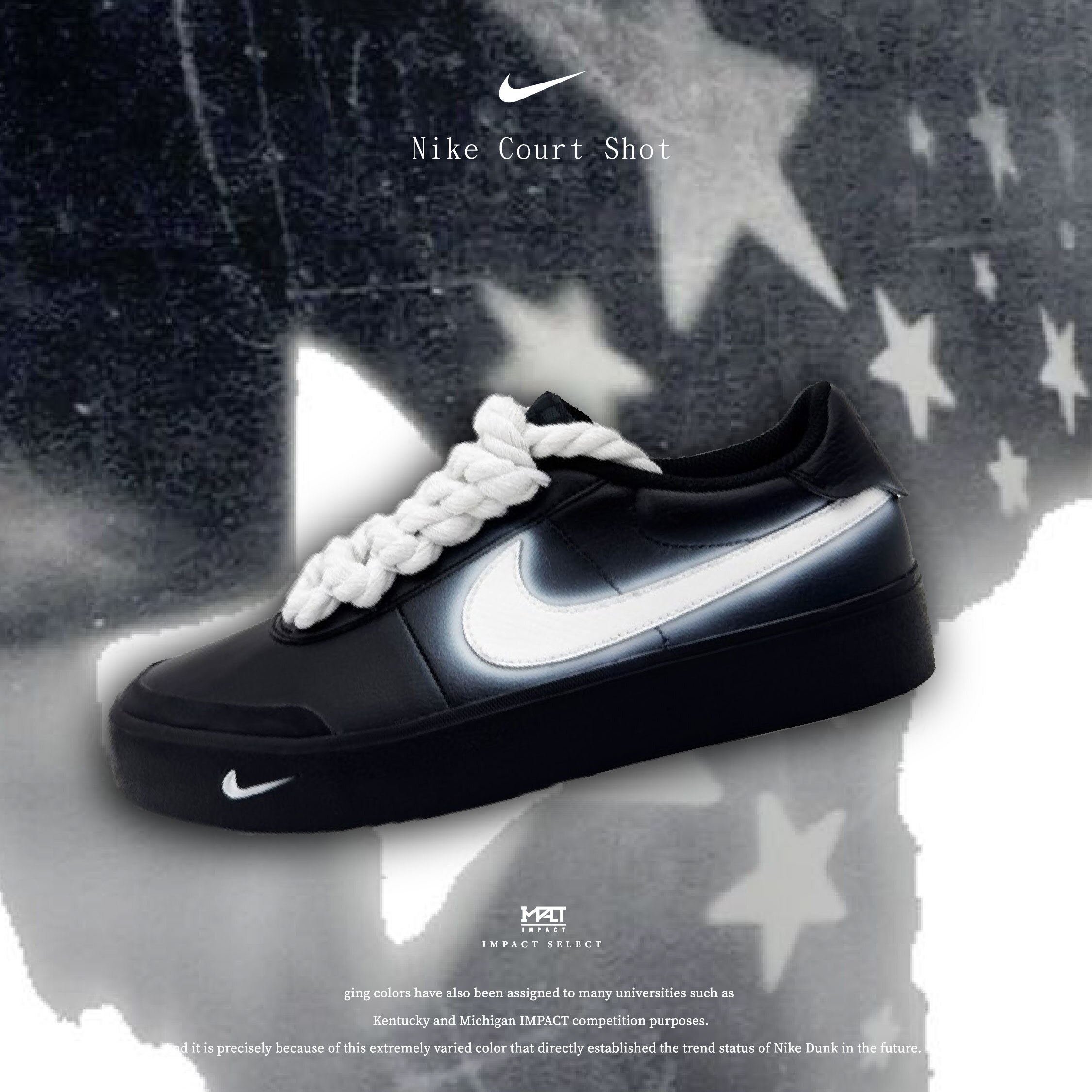 【訂製款】Nike Court Shot 星羽白白 黑色  FQ8146-001