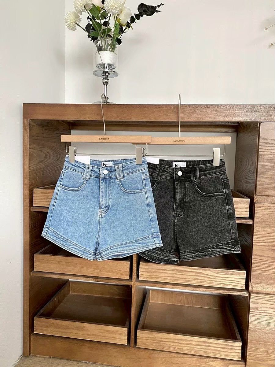 高磅挺版牛仔高腰短褲👍