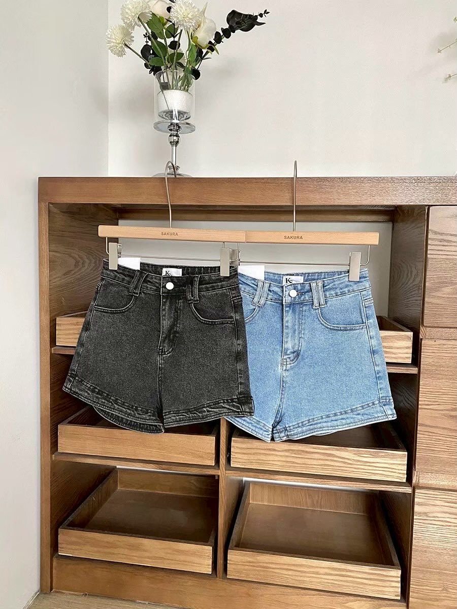 高磅挺版牛仔高腰短褲👍