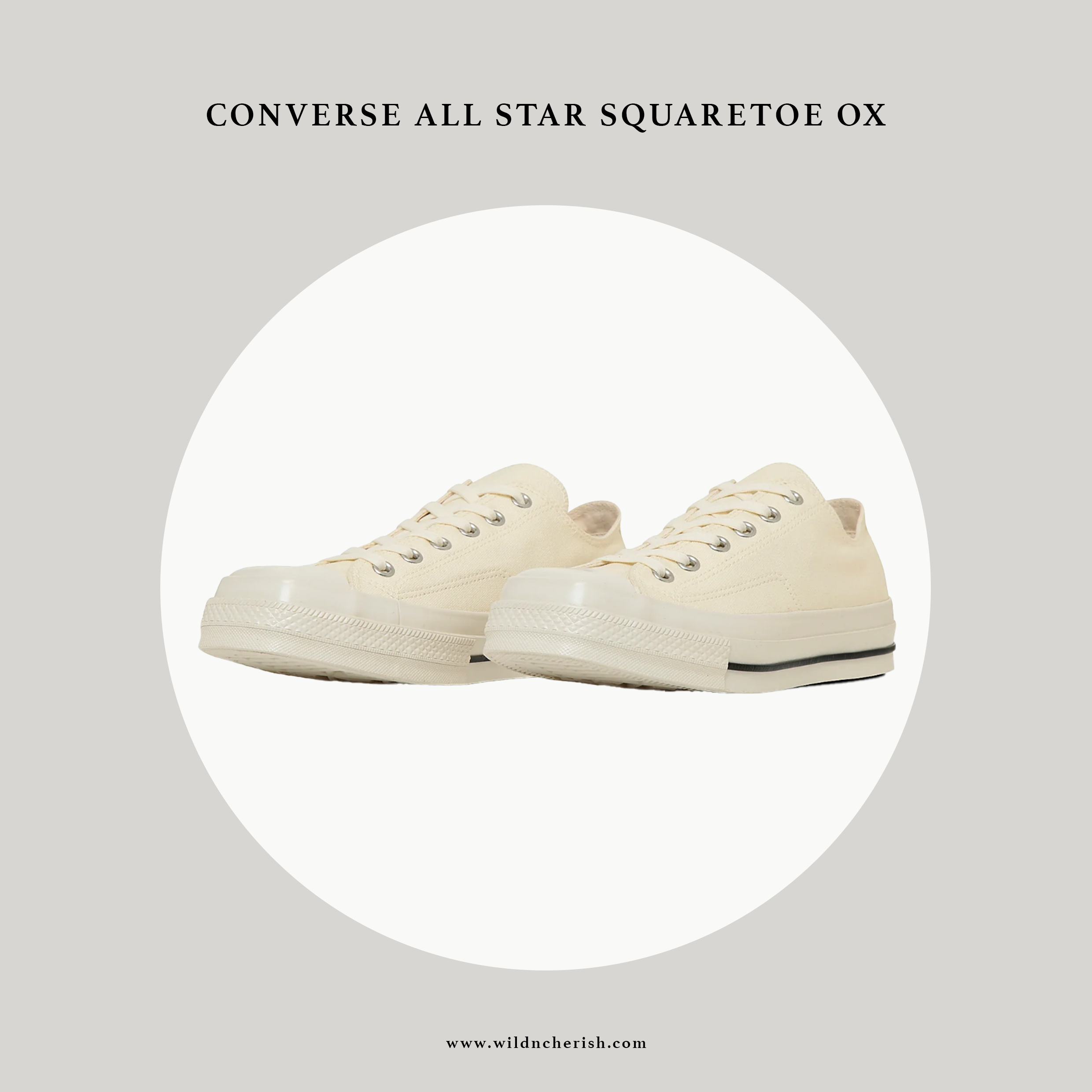 預訂 | Converse All Star Squaretoe OX 方頭 米白色 日本限定