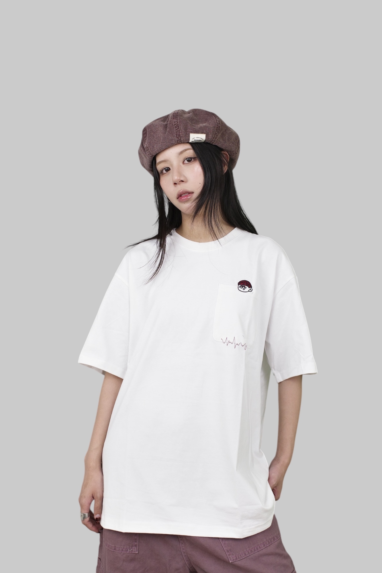 『Always_Good』刺繡 小人 口袋 短T