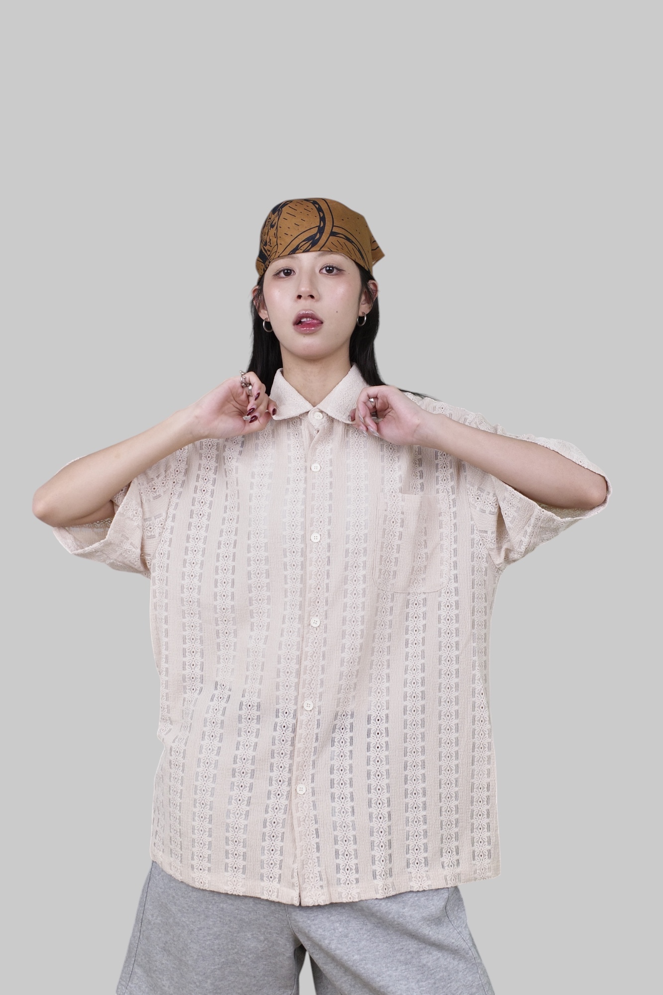 『Always_Good』老錢風 緹花 高級感 短袖 襯衫