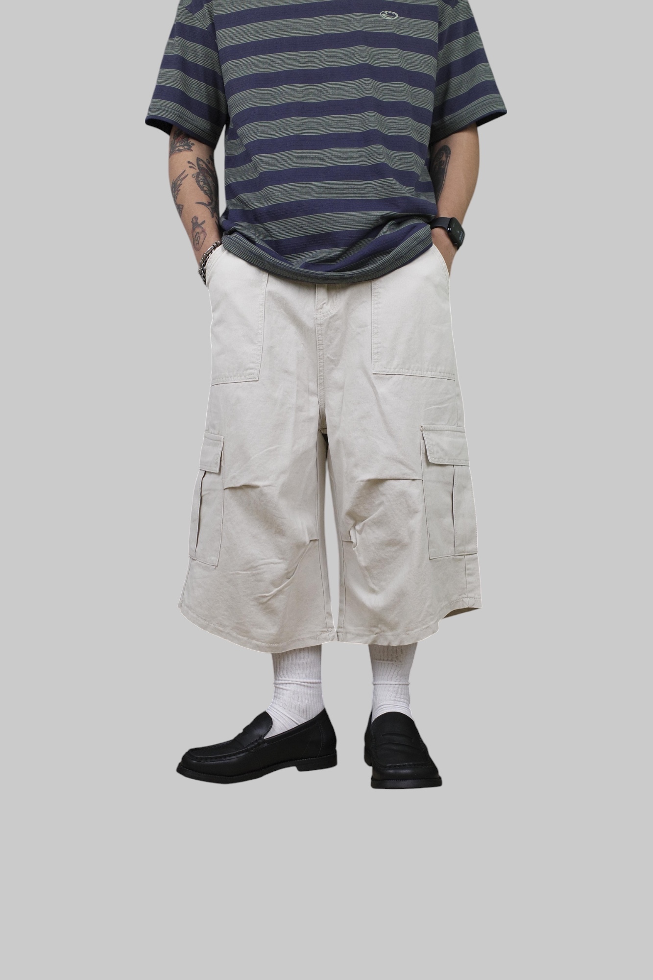 『Always_Good』復古 寬鬆 多口袋 七分 短褲