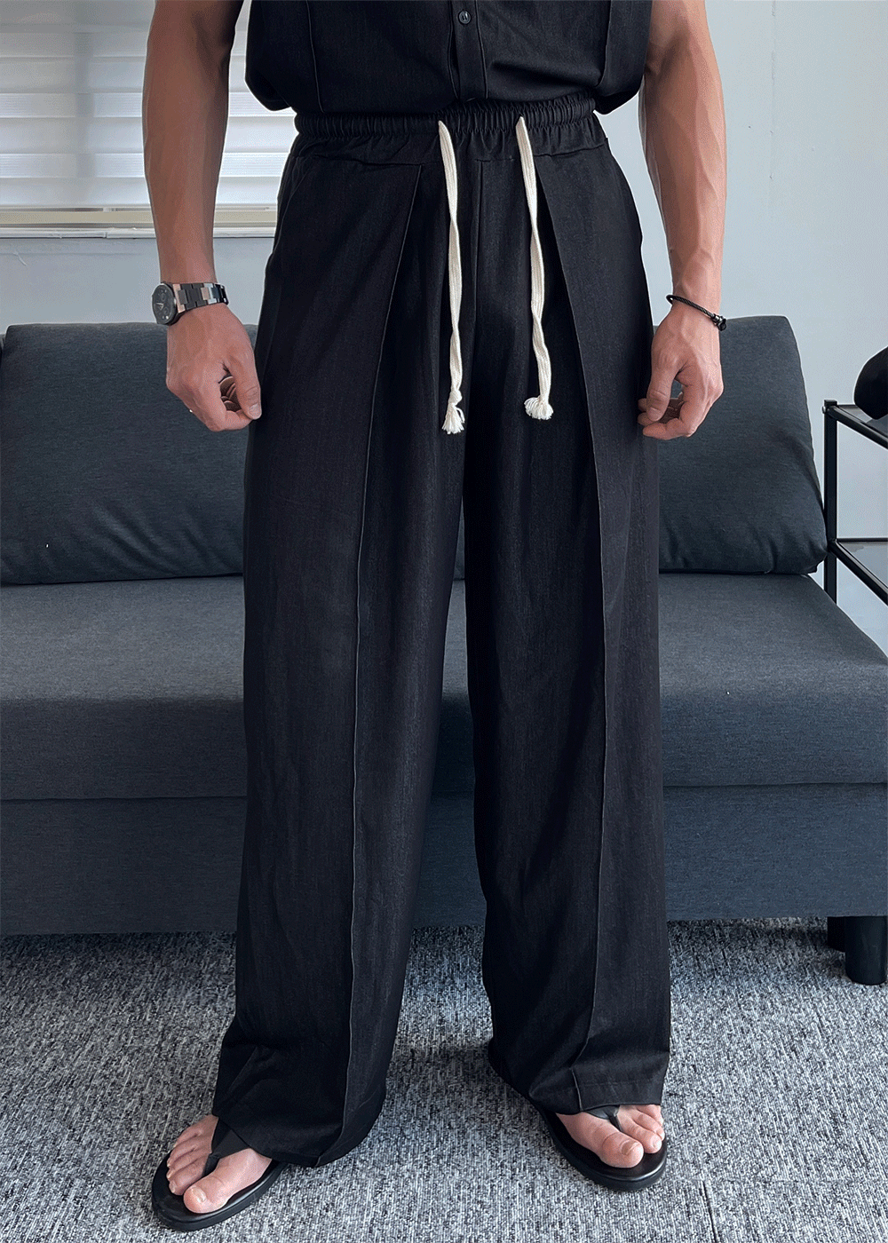 Linel冰絲牛仔寬褲