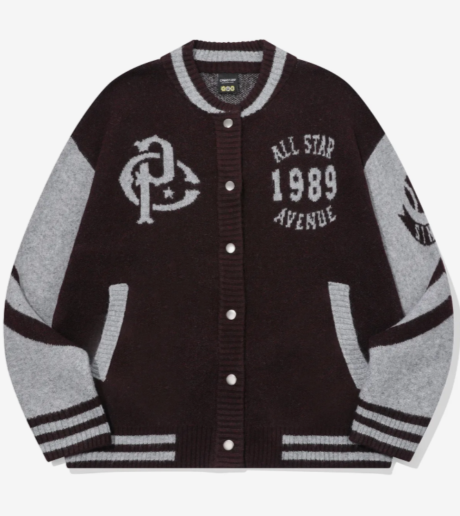 CPGN STUDIO / [2-WAY] Varsity Snap Cardigan / Burgundy /   JUL25