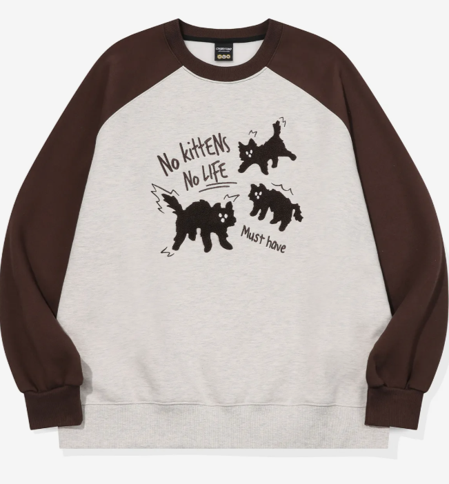 CPGN STUDIO / Cat boucle embroidered Reglan sweatshirt / brown /  JUL25