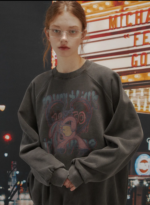 CPGN STUDIO / Mad Hoppi Raglan pigment sweatshirt / smokeblack /  JUL25