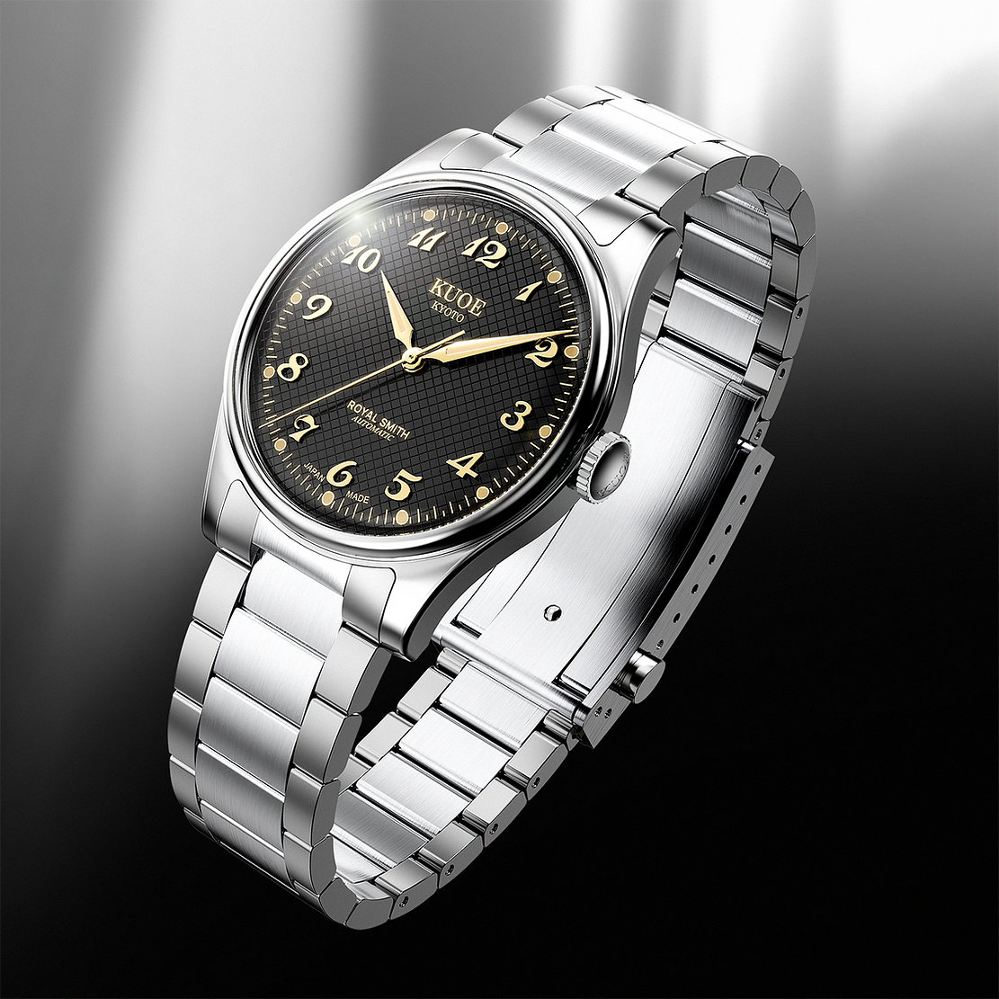 Royal Smith 90-006 Breguet Numerals - Silver Case Black Dial