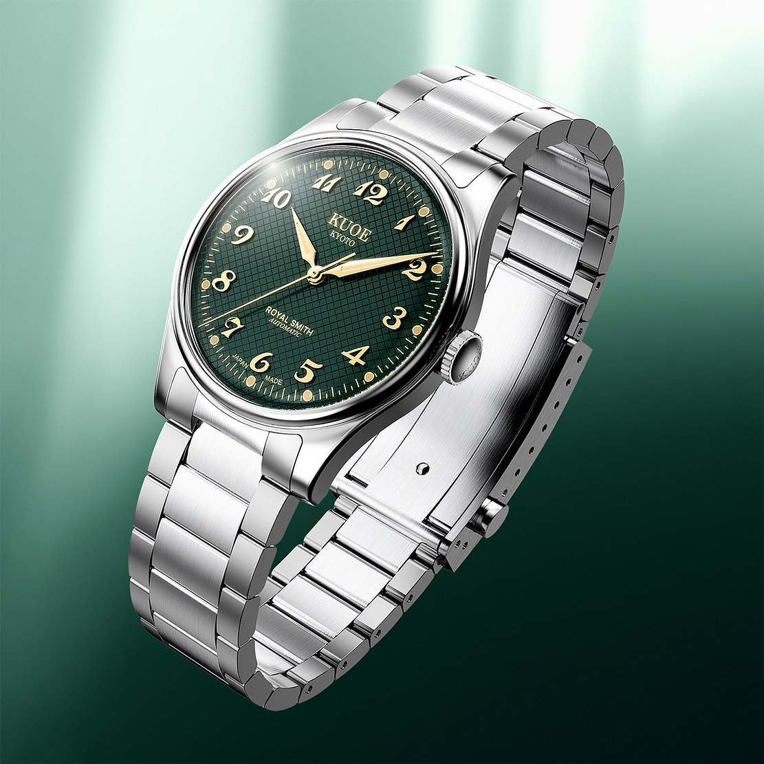 Royal Smith 90-006 Breguet Numerals - Silver Case Green Dial
