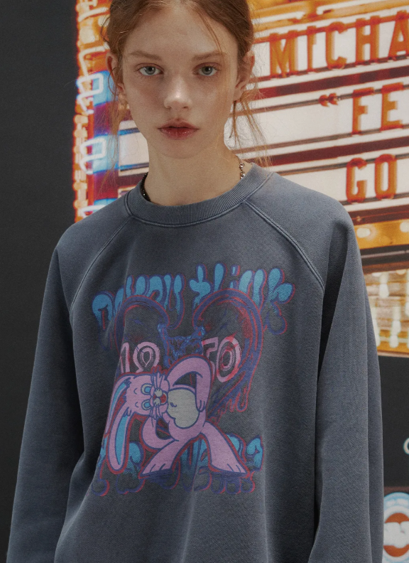 CPGN STUDIO / Mad Hoppi Reglan pigment sweatshirt / dark blue /  JUL25