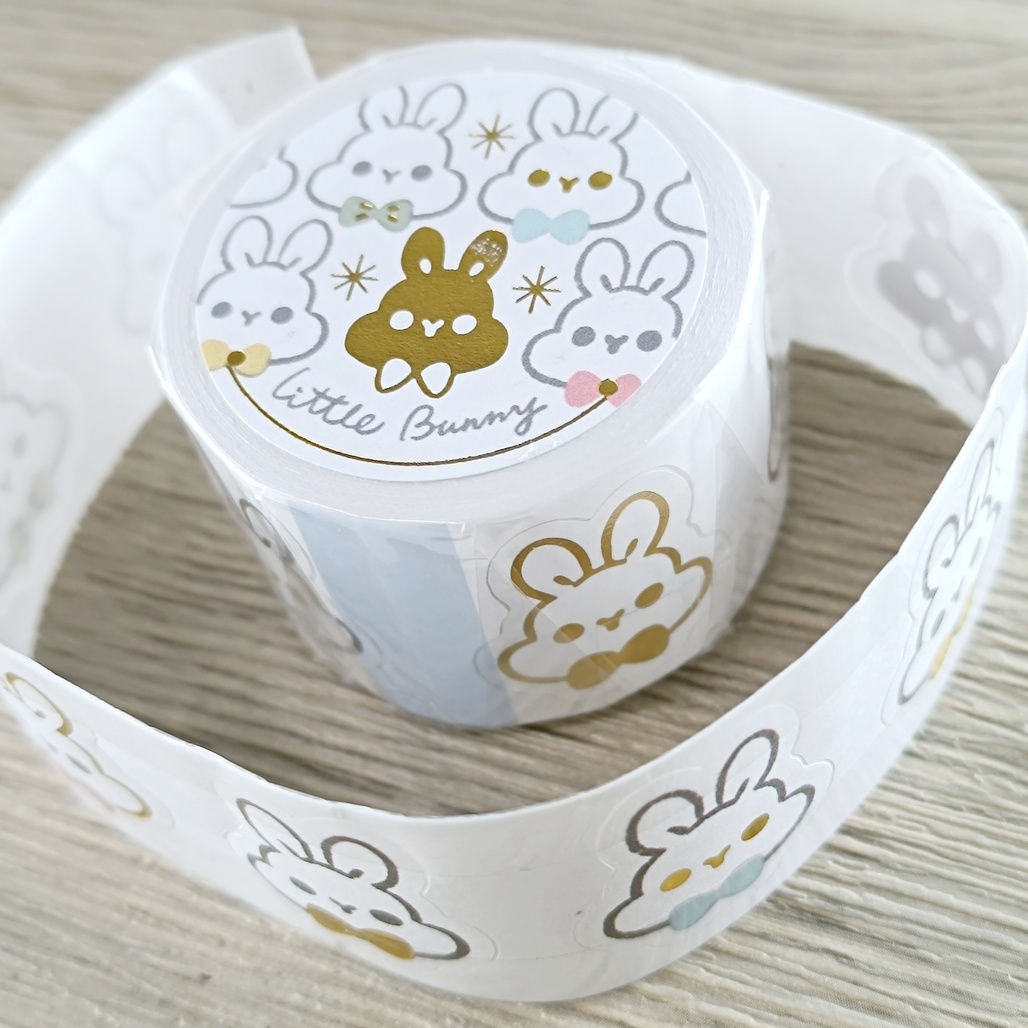 Pei+Pei． 小兔頭燙金貼紙卷 <整捲/分裝(3循環)>