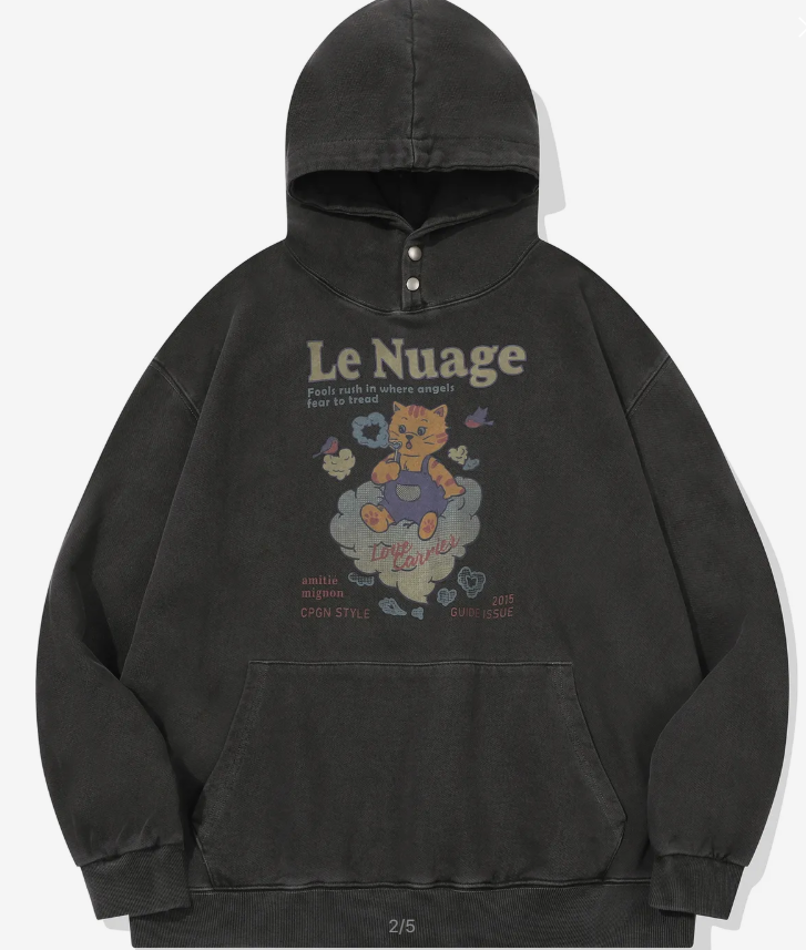 CPGN STUDIO / Bubble Heart Pigment Snap Hoodie / Smokeblack /   JUL25