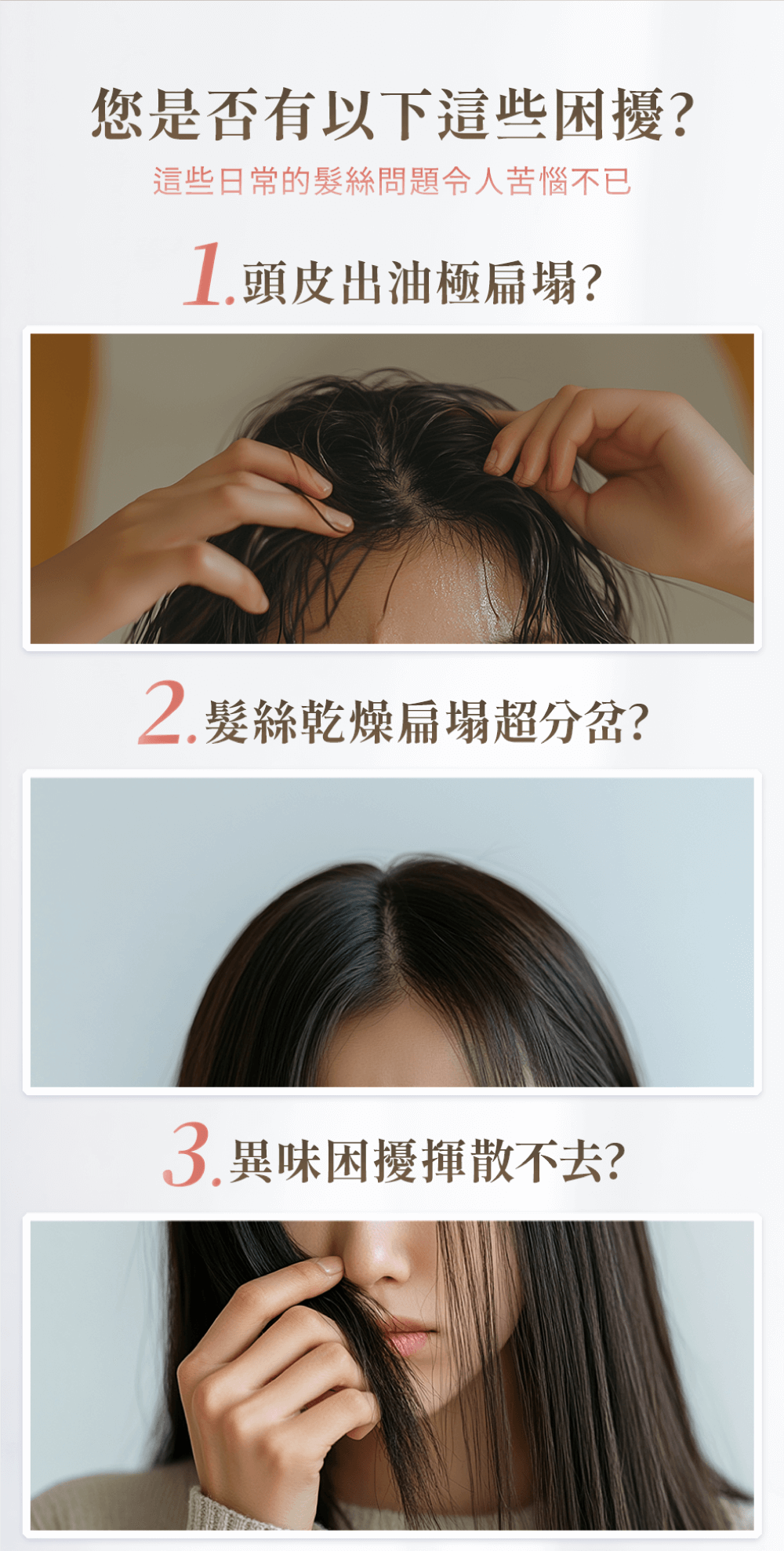 油頭扁塌、髮絲乾燥困擾