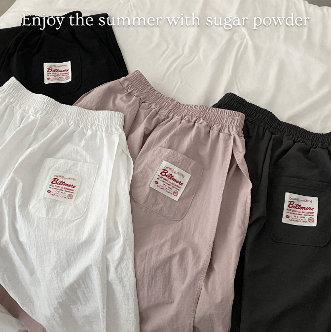 夏季預訂｜尼龍貼片側縫褶皺寬長褲-4色