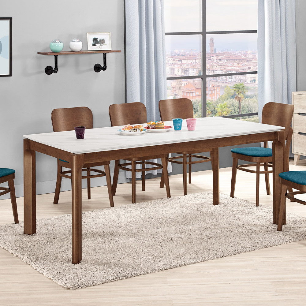 艾登6尺工業風實木岩板餐桌