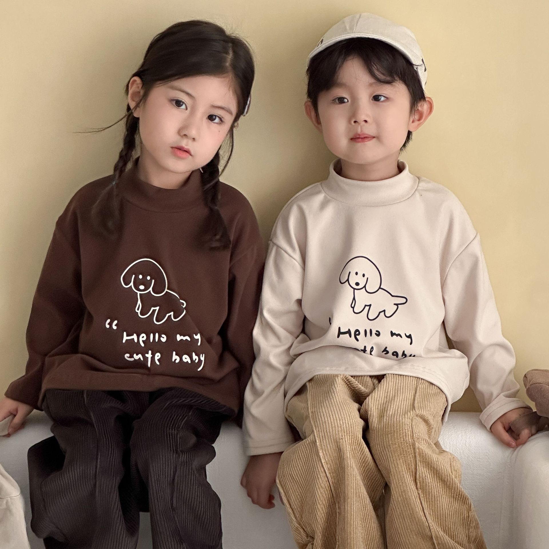 可愛小狗狗德絨立領上衣