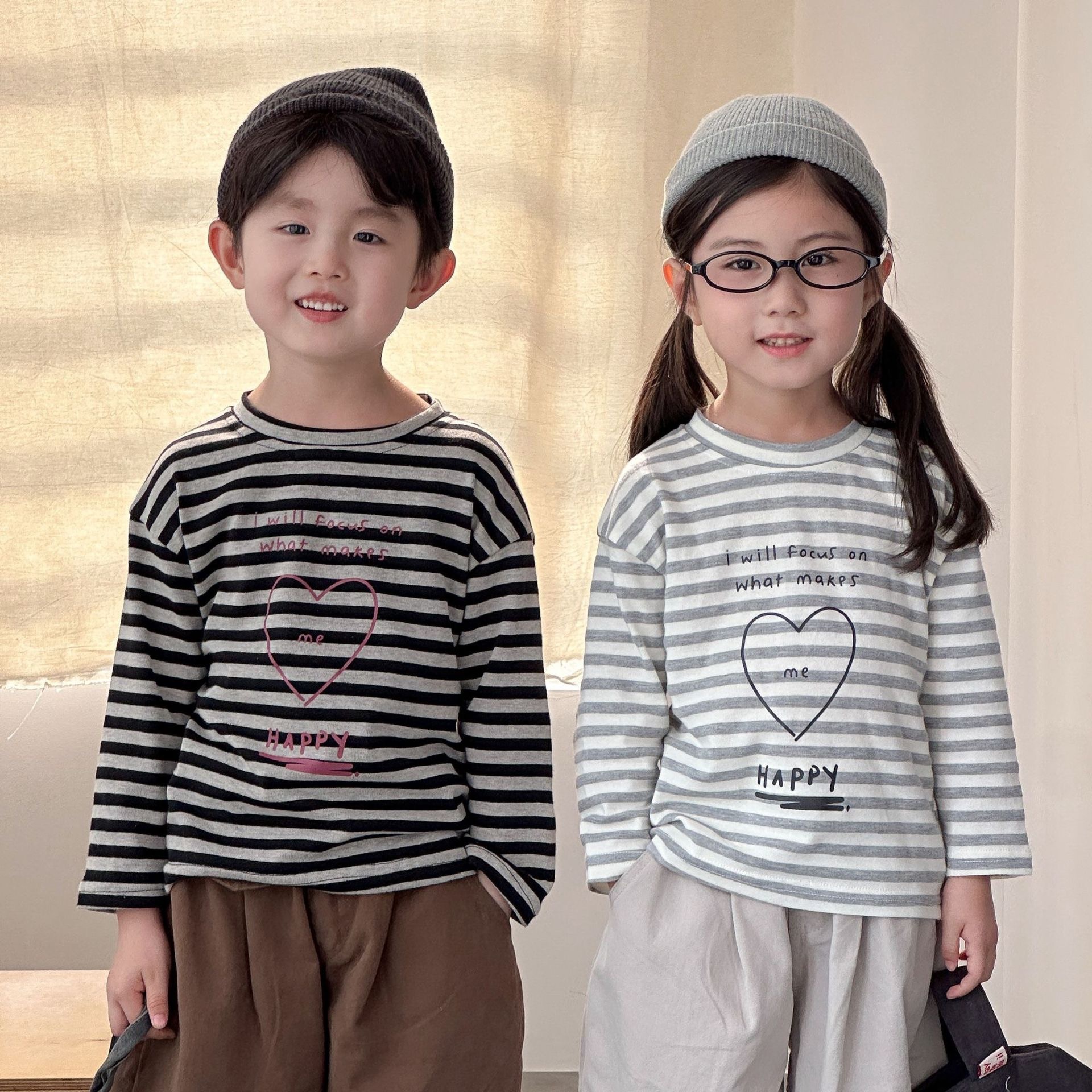 純棉愛心條紋上衣