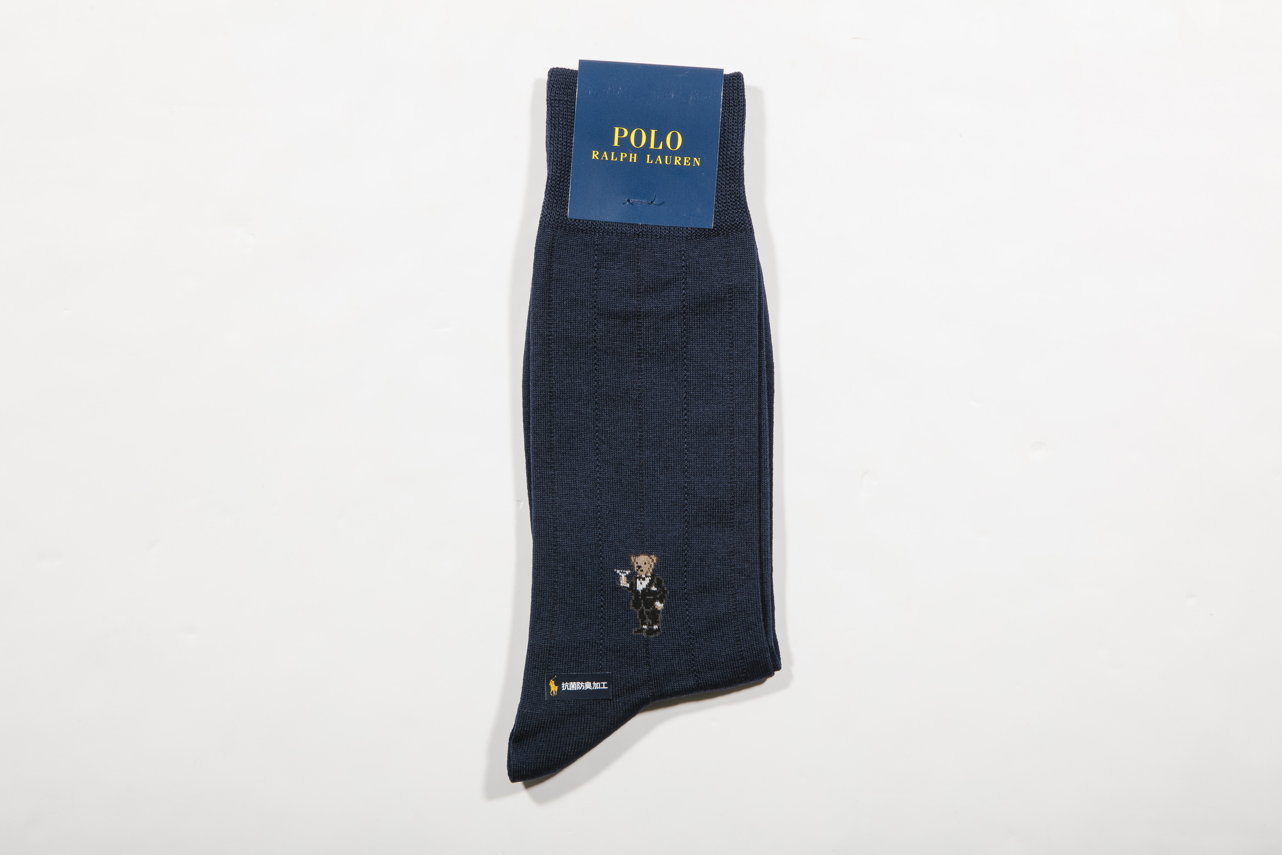 POLO RALPH LAUREN-男士常規襪 附polo bear刺繡(海軍藍)