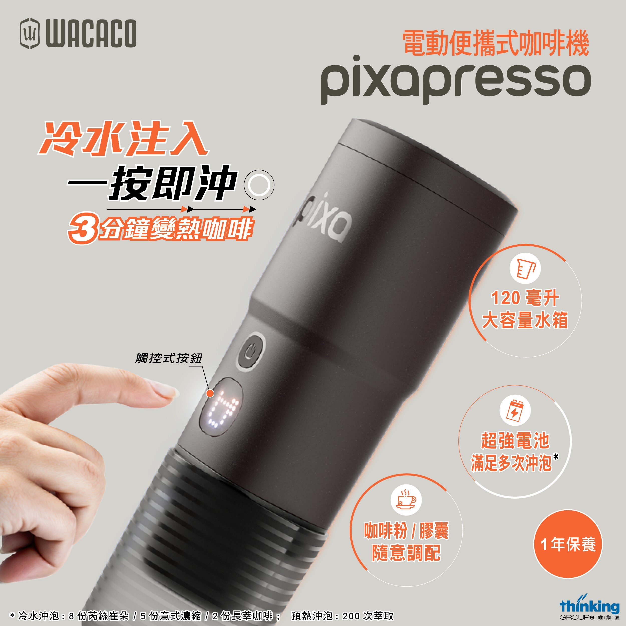 WACACO® - Pixapresso 電動便攜式濃縮咖啡機