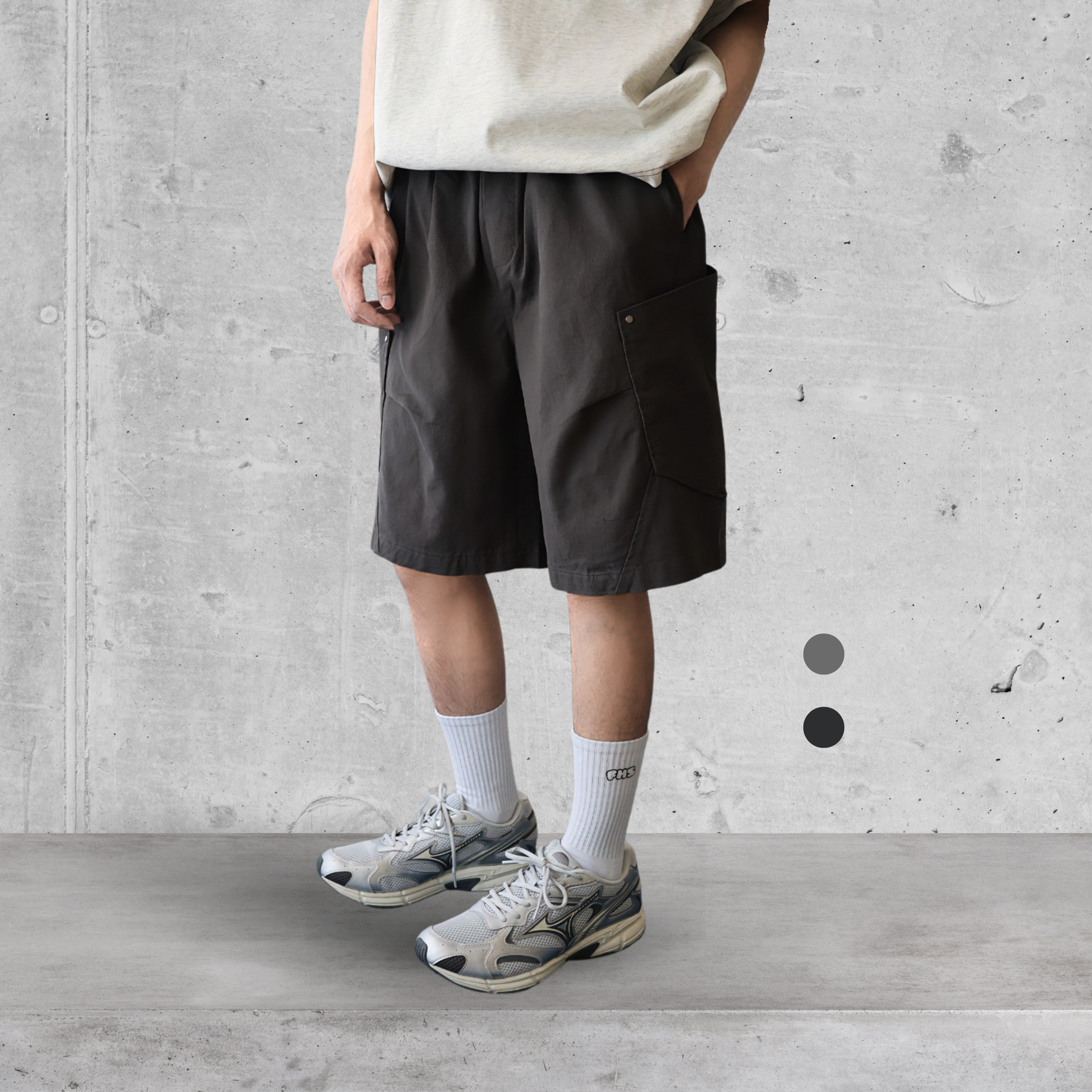 （現貨）售完不補 WP066 日系 水洗 立體拼接 側邊斜口袋 工裝 短褲