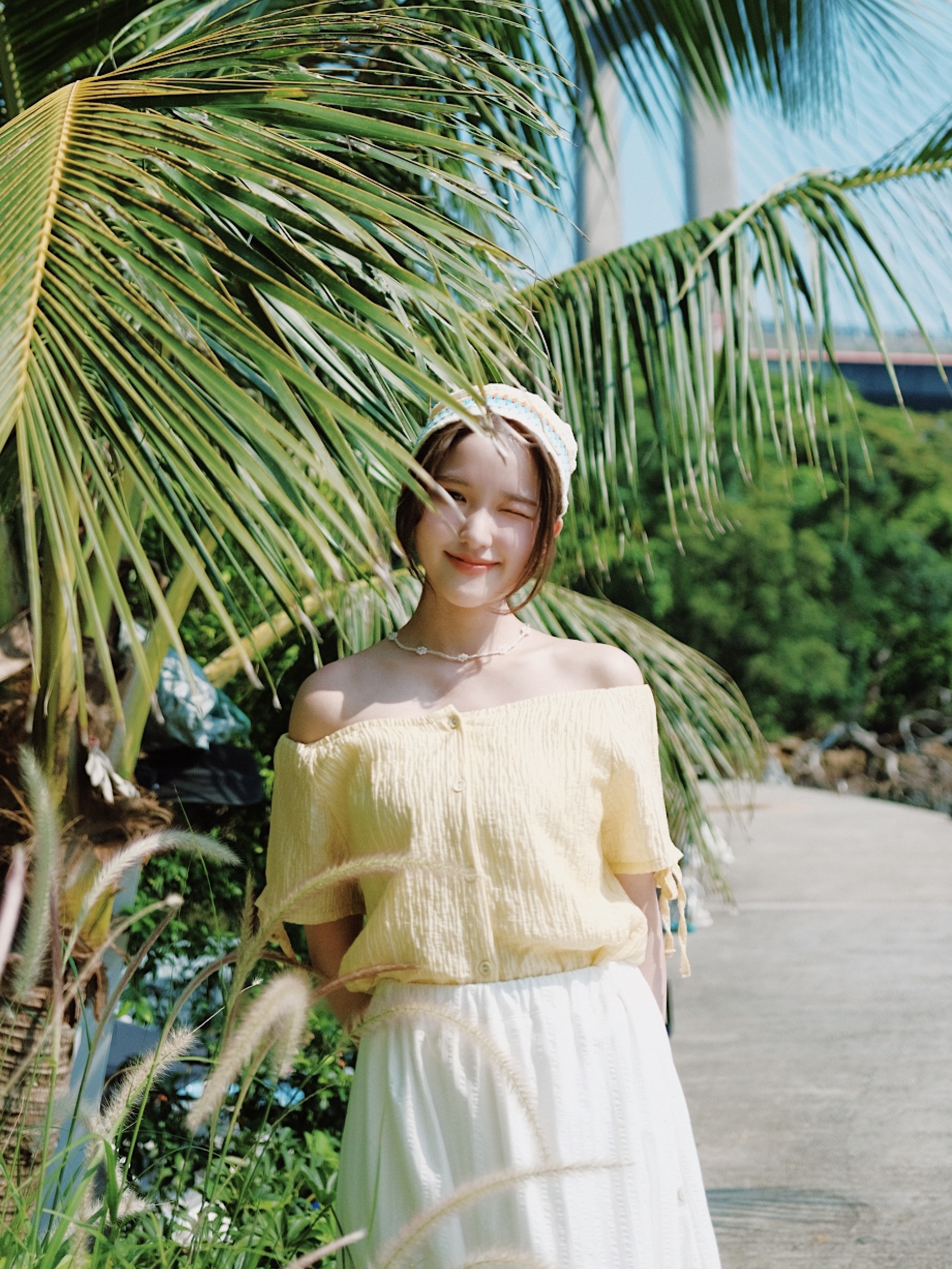 三色 / 2WAY樹紋蝴蝶短袖上衣 / 2-Way Textured Short Sleeve Top