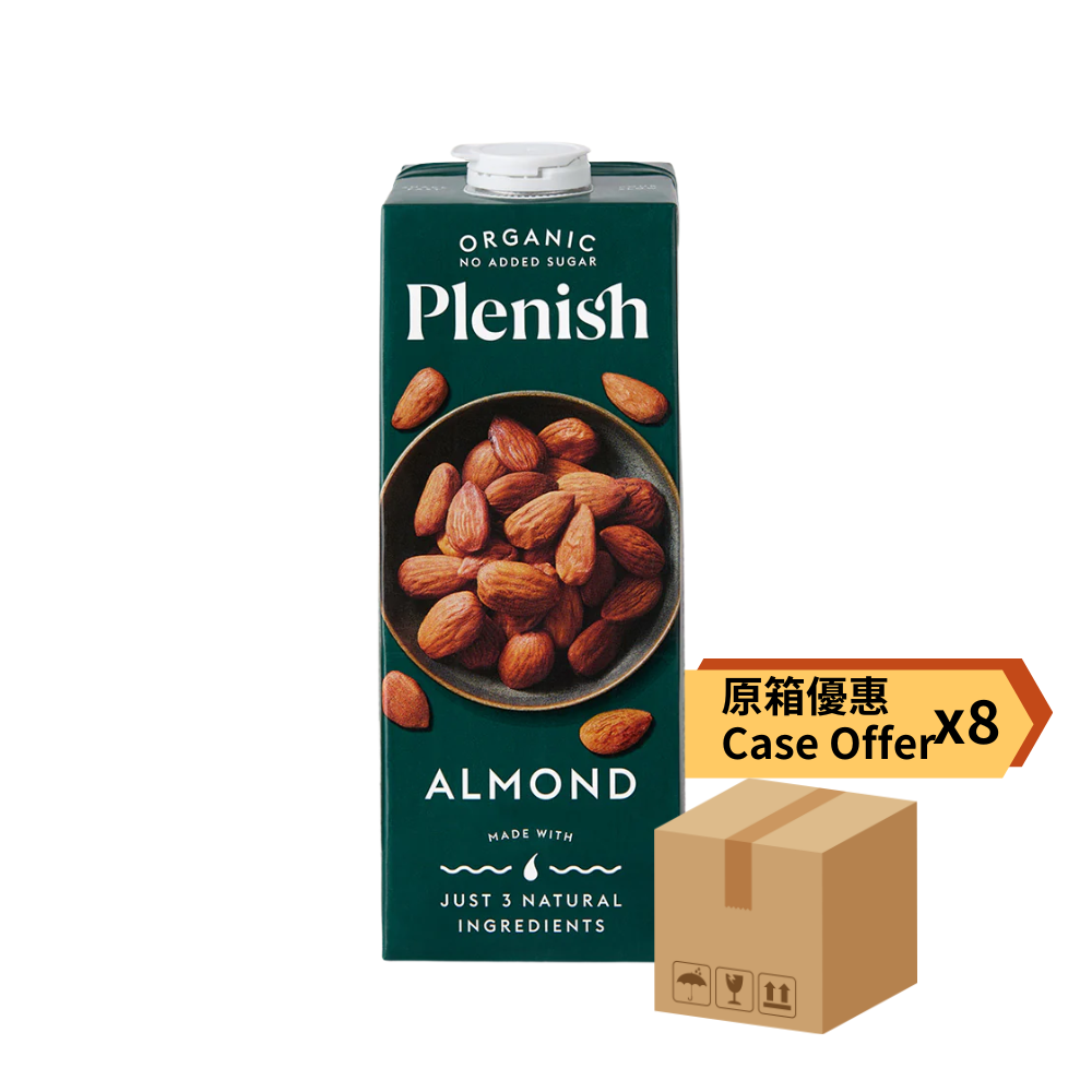 ［原箱：8盒優惠］Plenish - 無添加糖有機杏仁奶 (1L x8) (23001HK8)