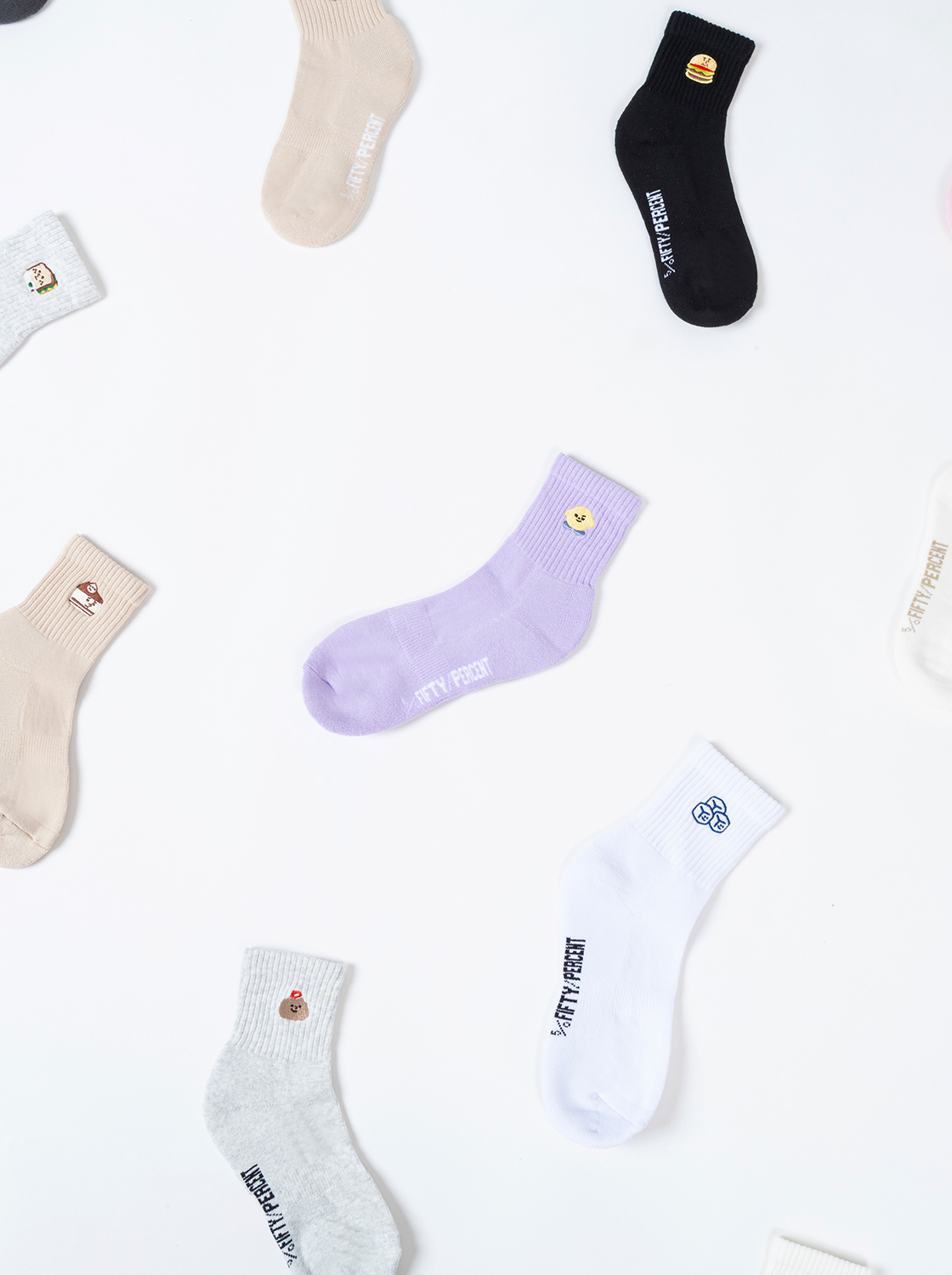 【4雙387】五分糖刺繡中筒襪