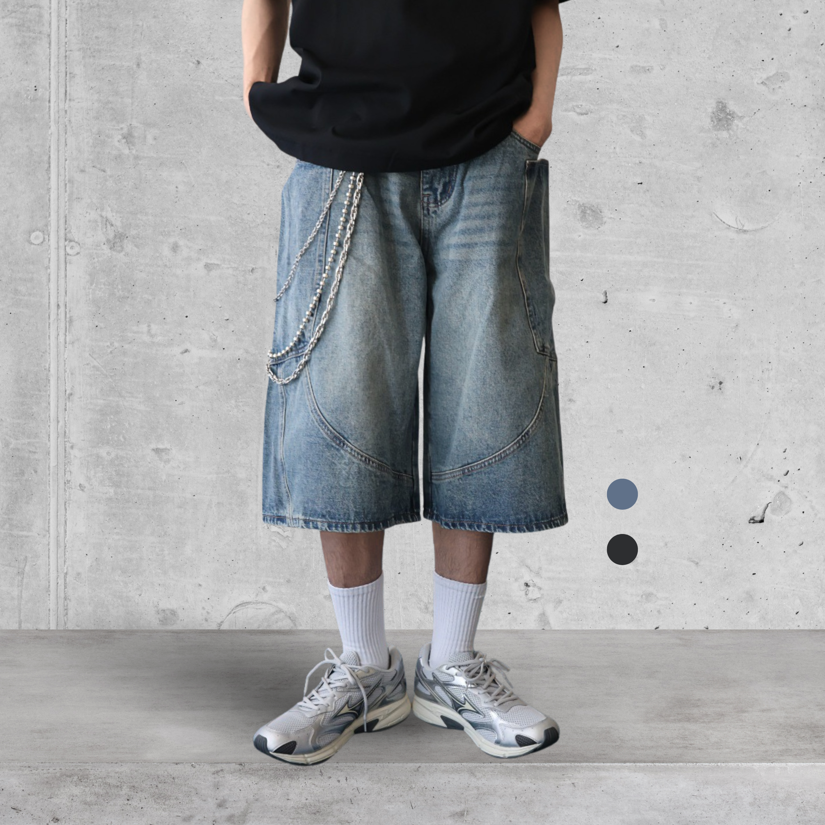 （現貨）售完不補 NJ189 日系 貓鬚 復古刷染 弧形 解構剪裁 牛仔短褲