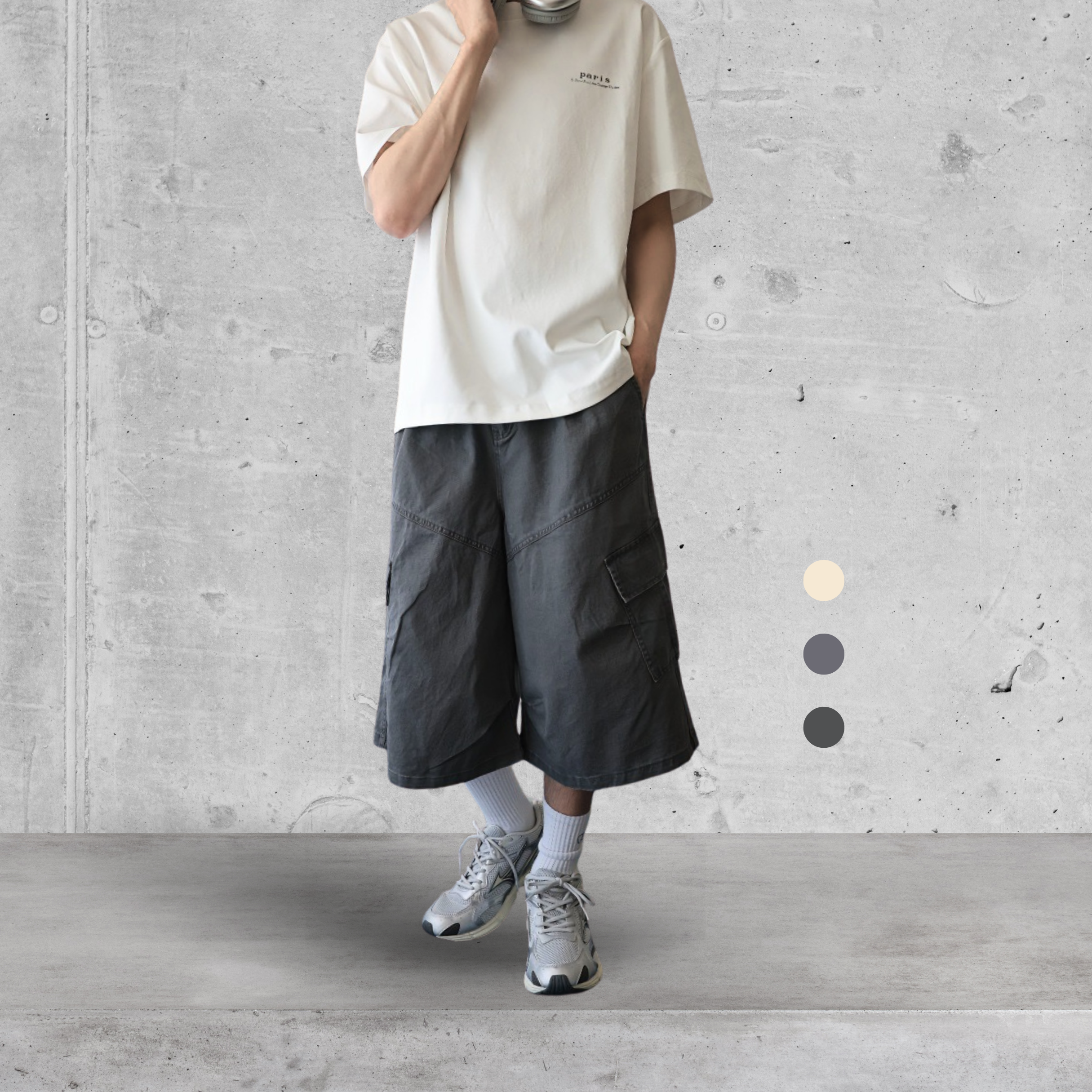 （現貨）售完不補 WP065 韓系 重磅 V型拼接 立體車線 闊型 工裝 七分褲