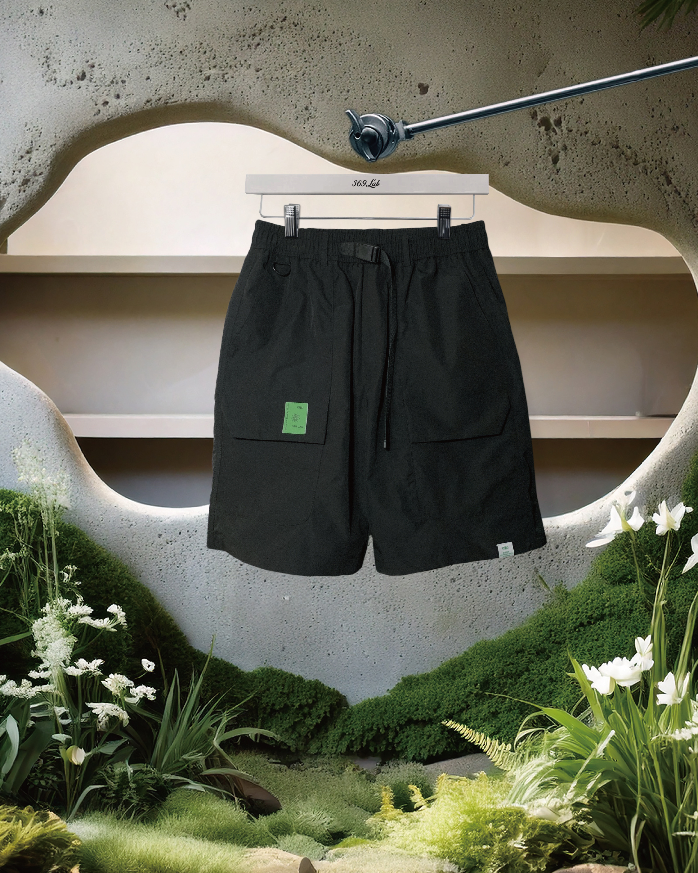 369Lab Trimming Woven Shorts- Black