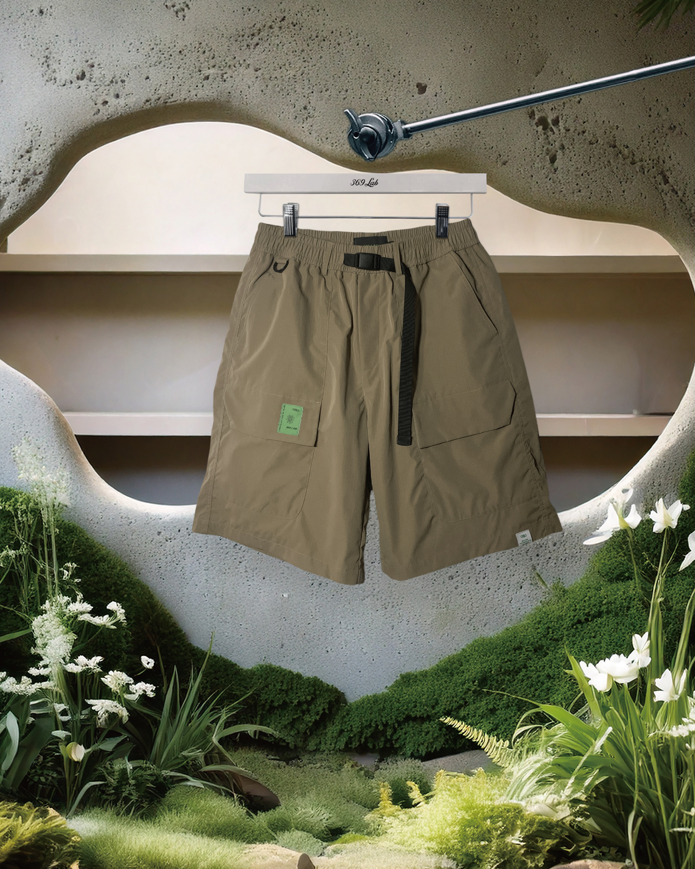 369Lab Trimming Woven Shorts- Khaki
