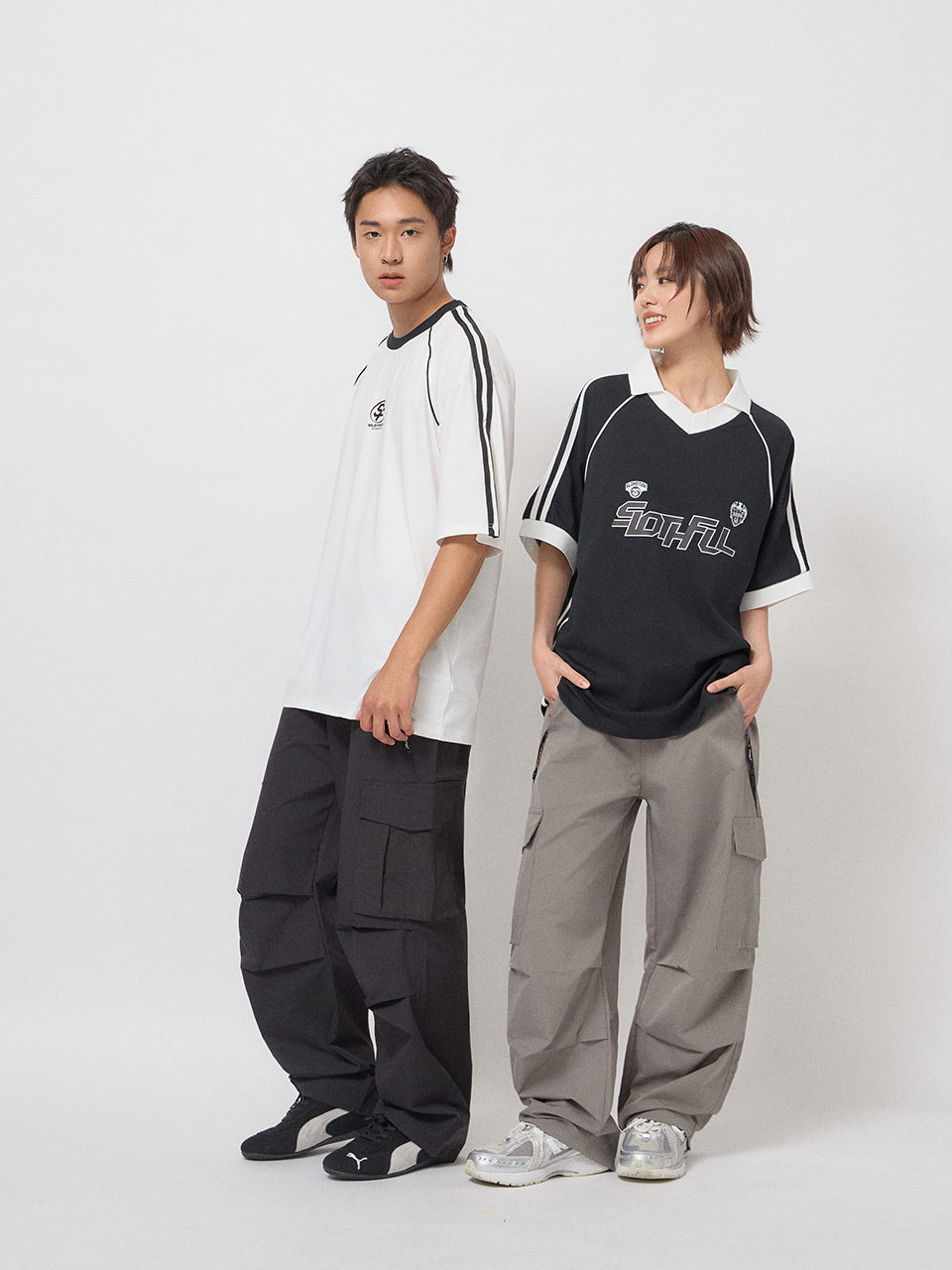 垂墜抓摺機能長褲