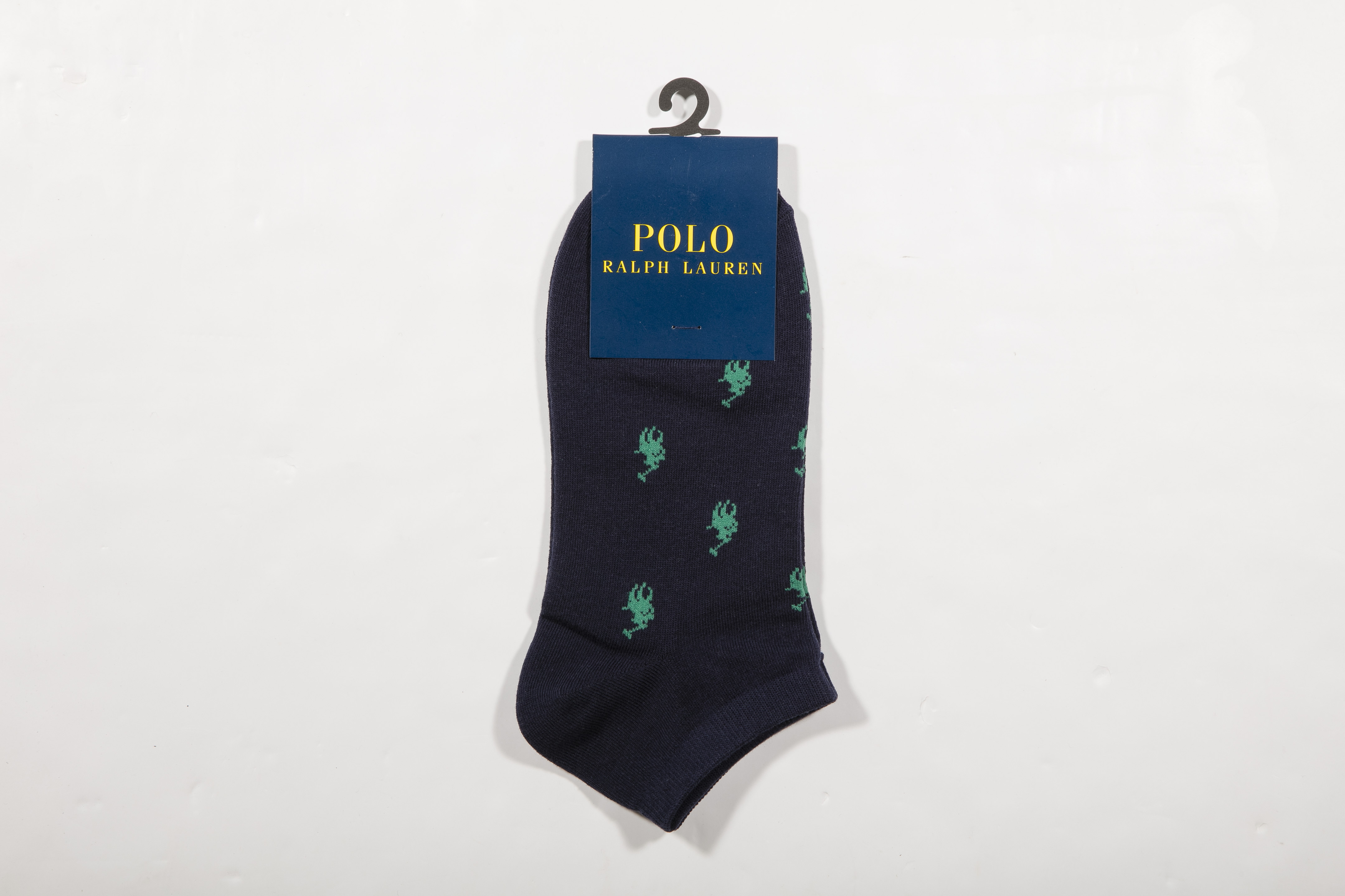 POLO RALPH LAUREN-男士隱形襪 滿版polo標誌(中藍)