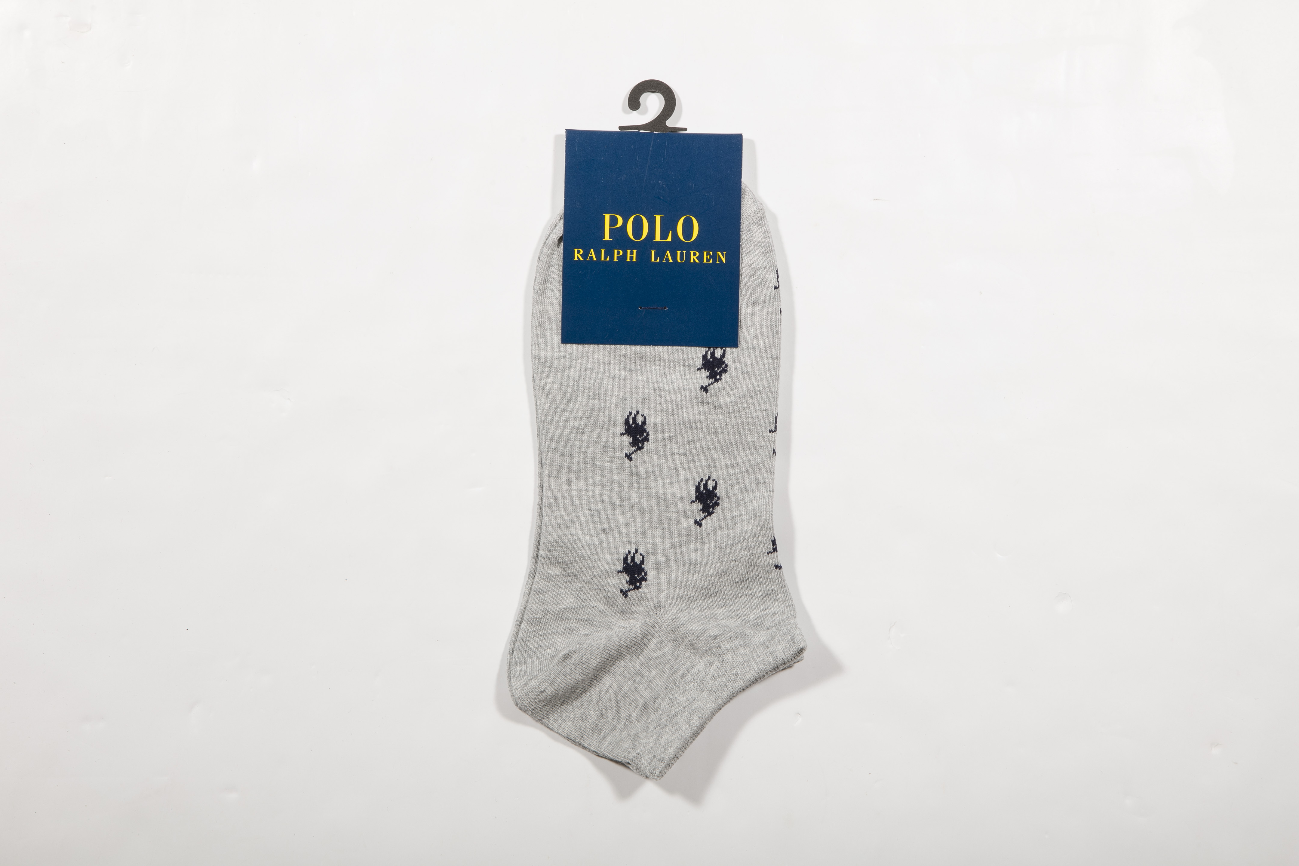 POLO RALPH LAUREN-男士隱形襪 滿版polo標誌(淺灰)