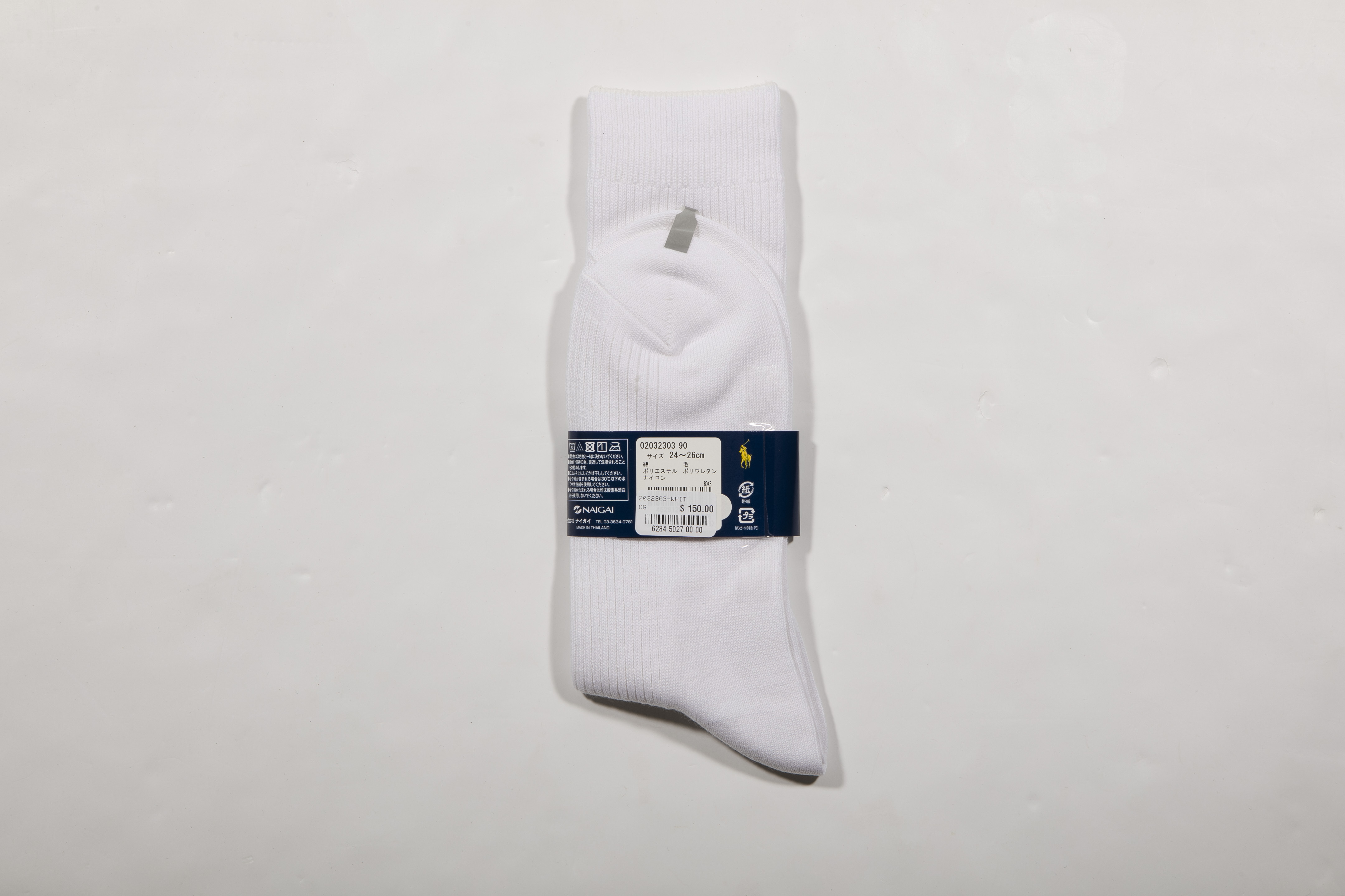 POLO RALPH LAUREN-男士常規襪 附polo刺繡(白色)