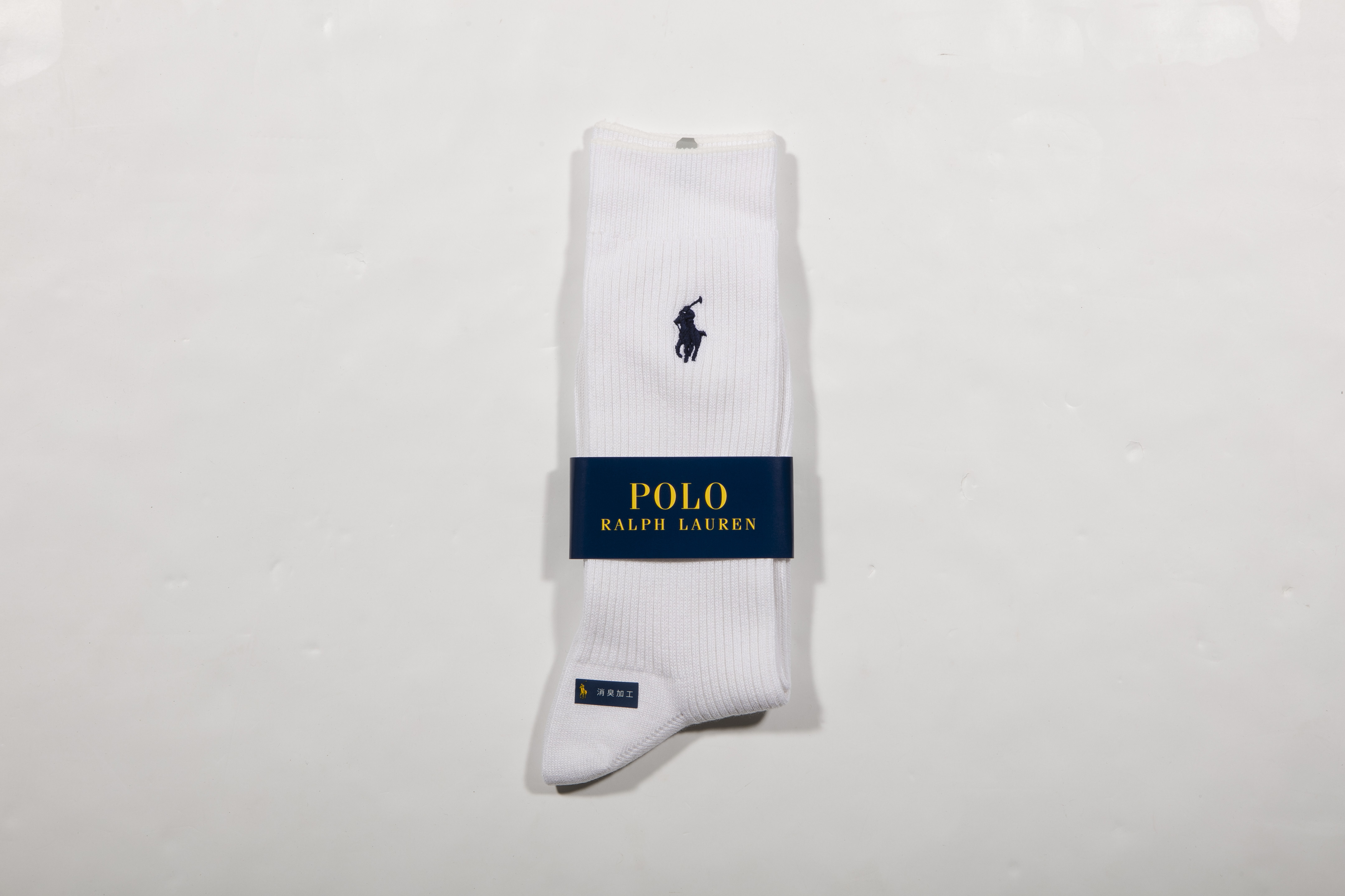 POLO RALPH LAUREN-男士常規襪 附polo刺繡(白色)