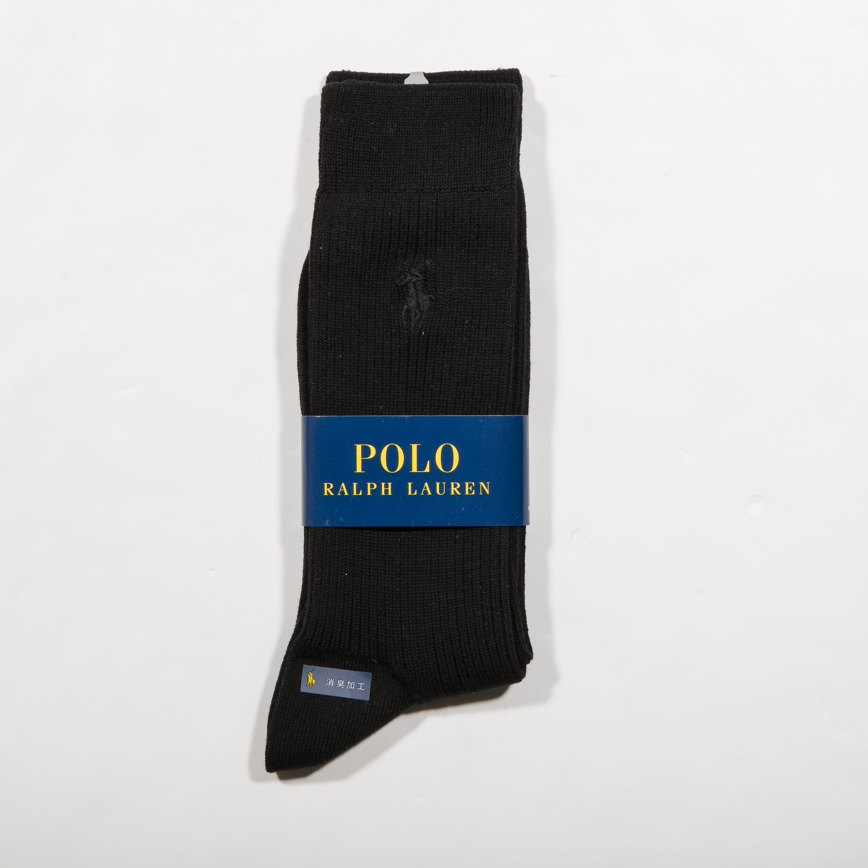 POLO RALPH LAUREN-男士常規襪 附polo刺繡(黑色)