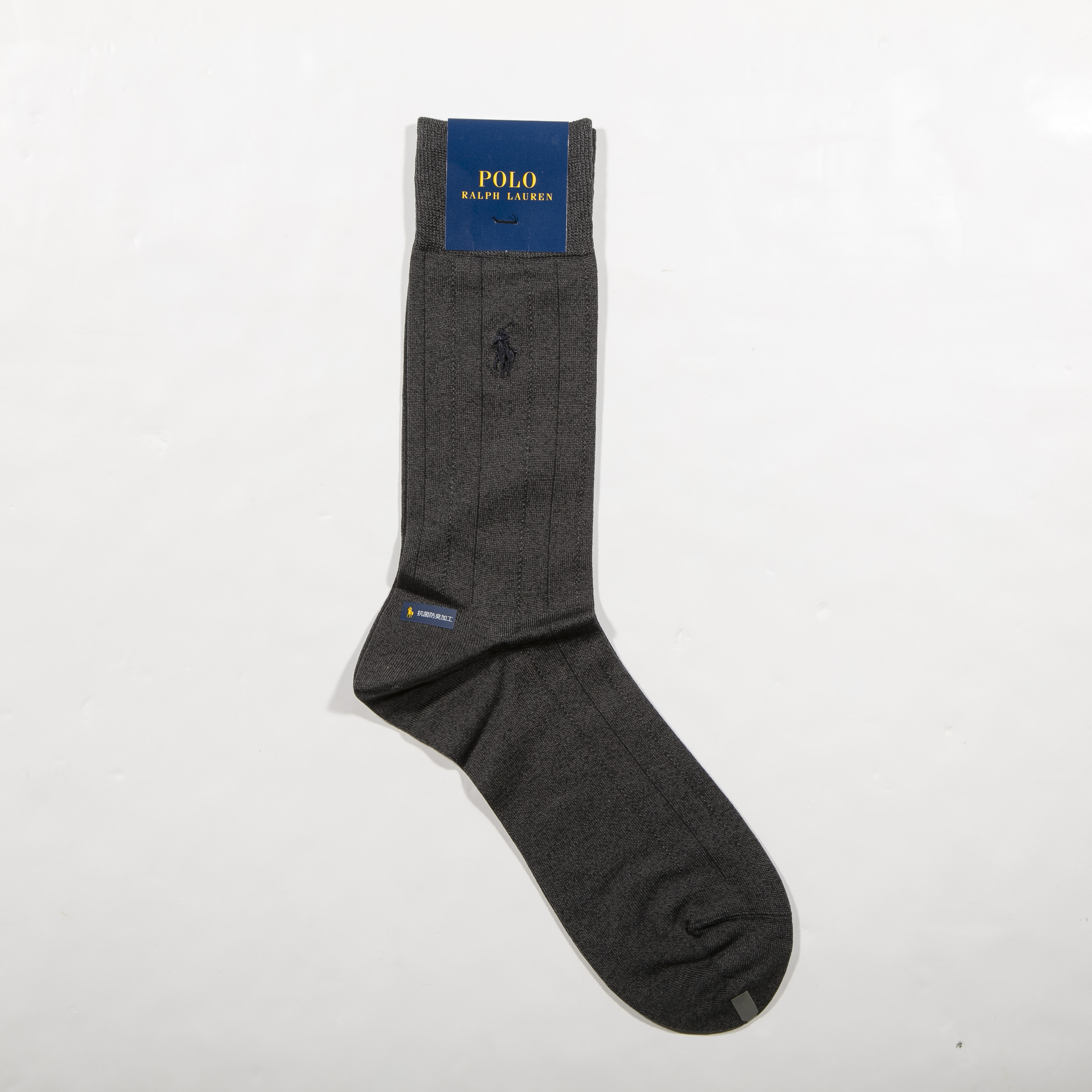 POLO RALPH LAUREN-男士經典常規襪 附polo刺繡(木炭灰)