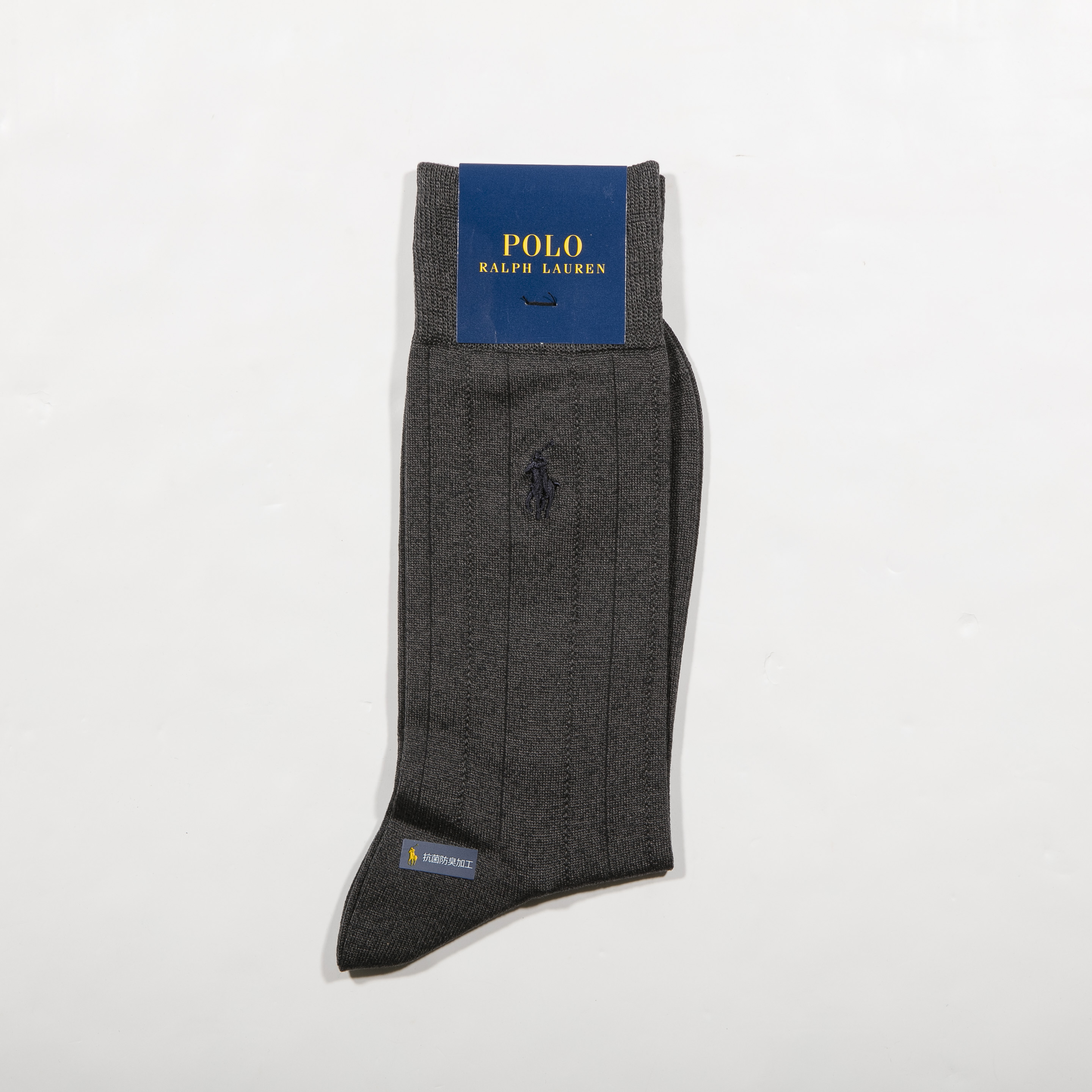 POLO RALPH LAUREN-男士經典常規襪 附polo刺繡(木炭灰)