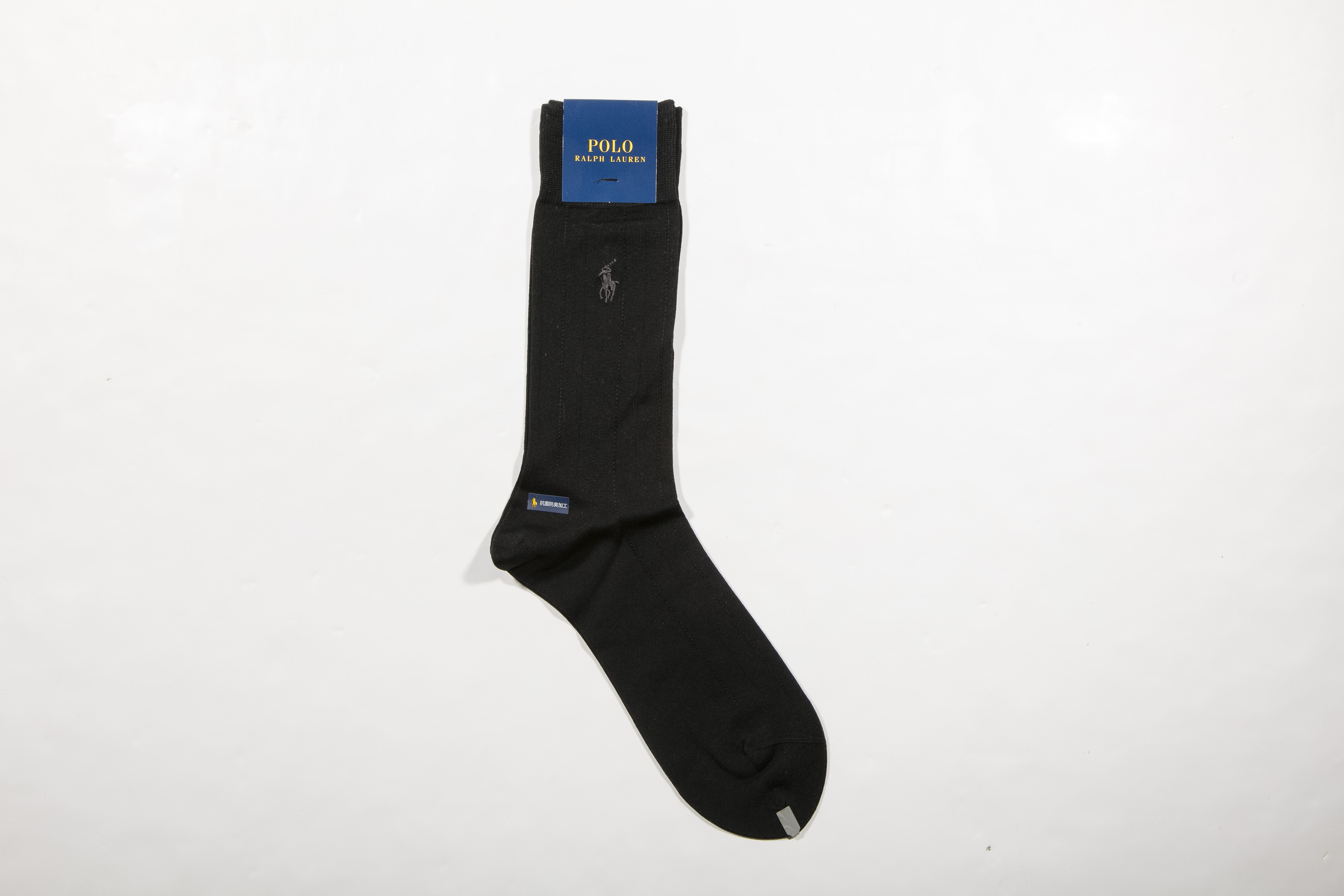 POLO RALPH LAUREN-男士經典常規襪 附polo刺繡(黑色)