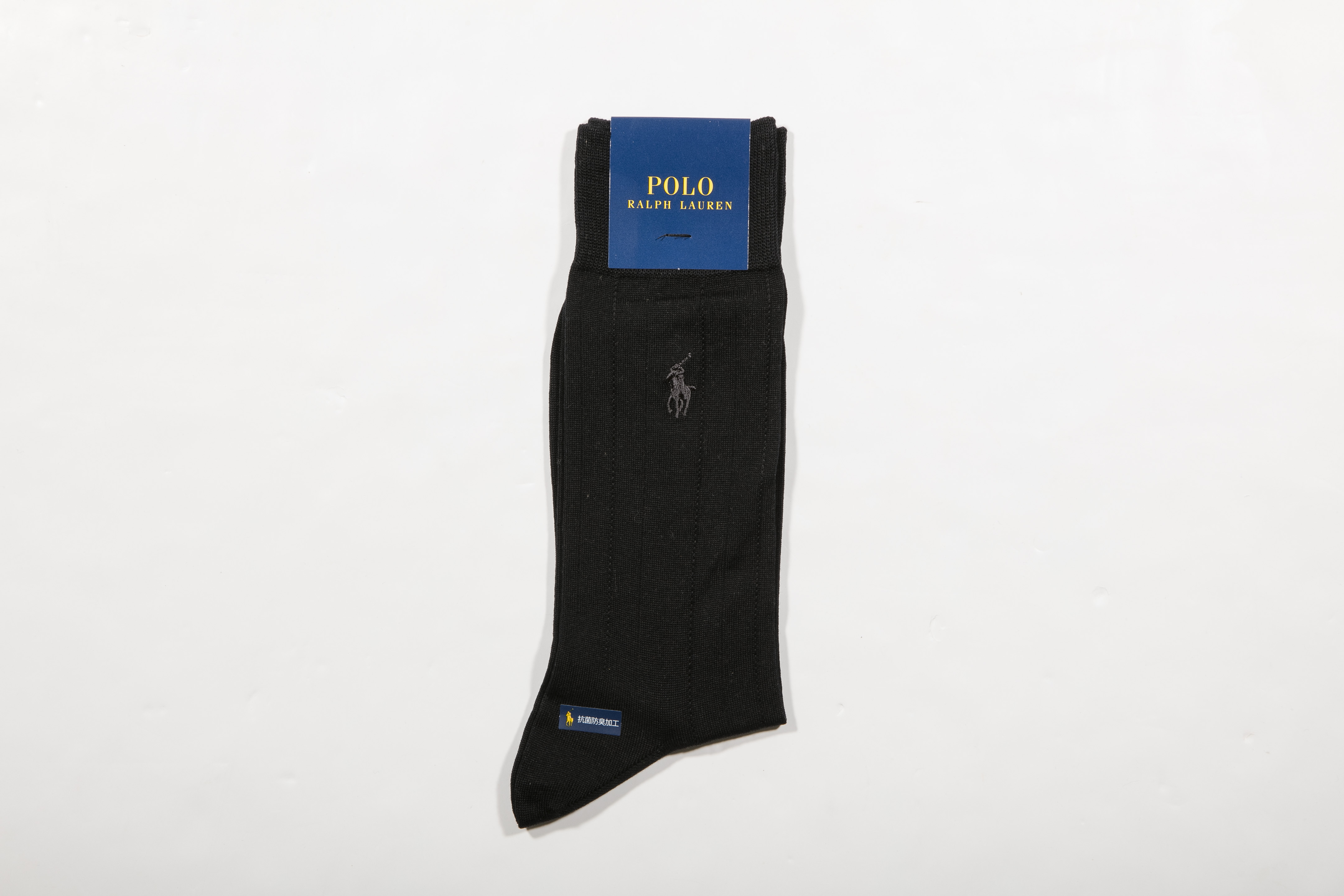 POLO RALPH LAUREN-男士經典常規襪 附polo刺繡(黑色)