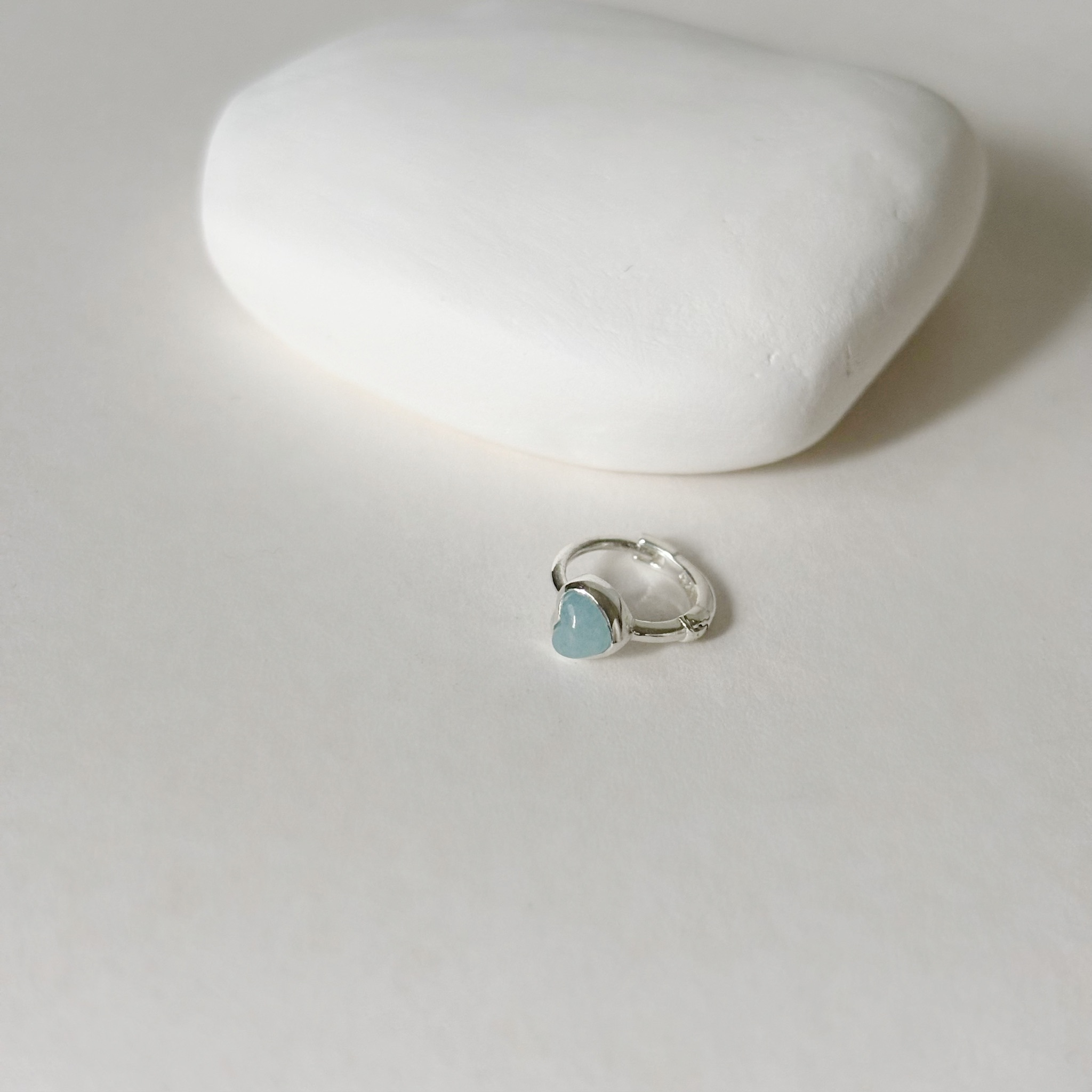 QQ heart水藍石英小耳圈