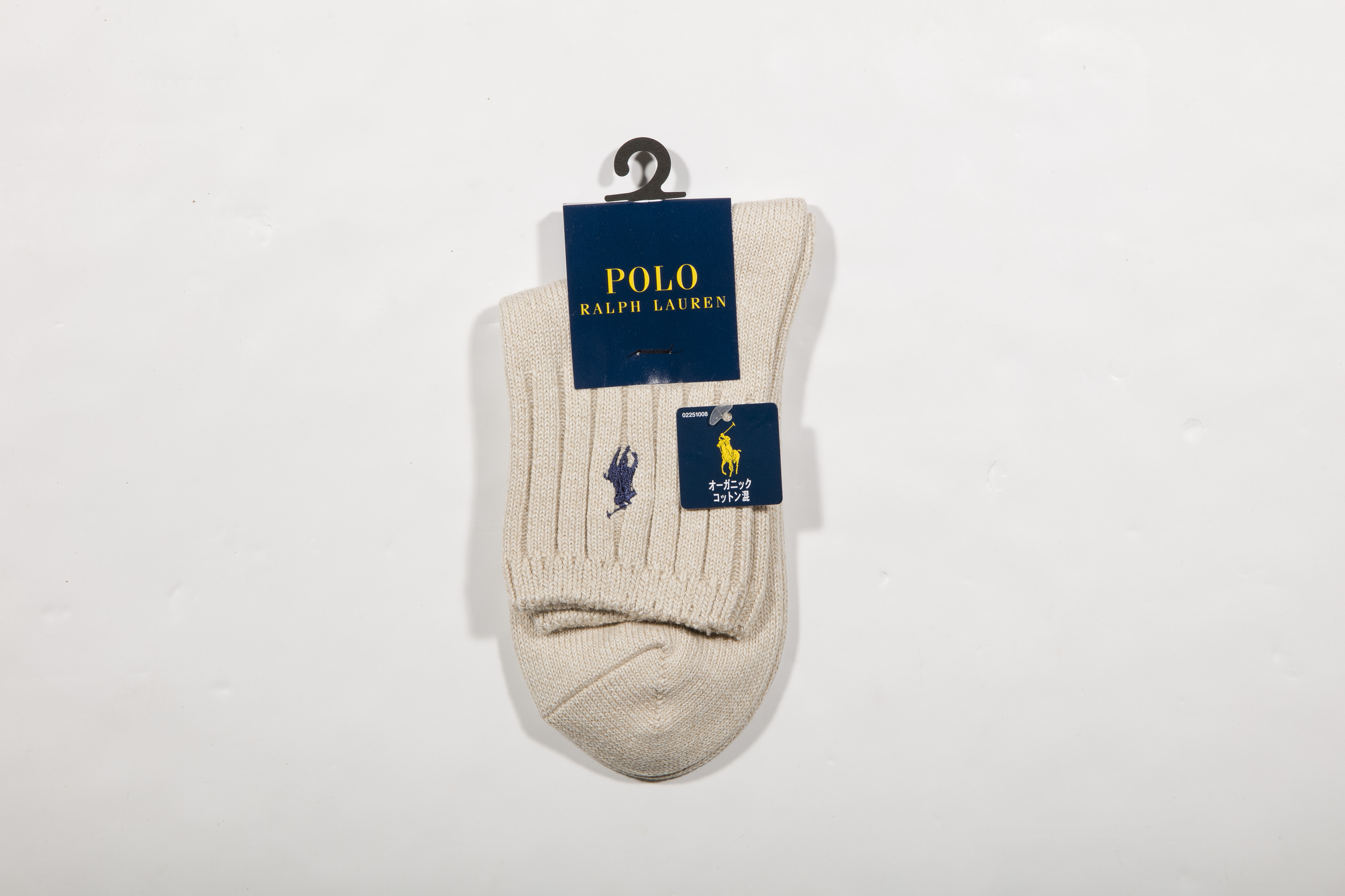POLO RALPH LAUREN-女款羅紋襪 附polo刺繡(沙色米)