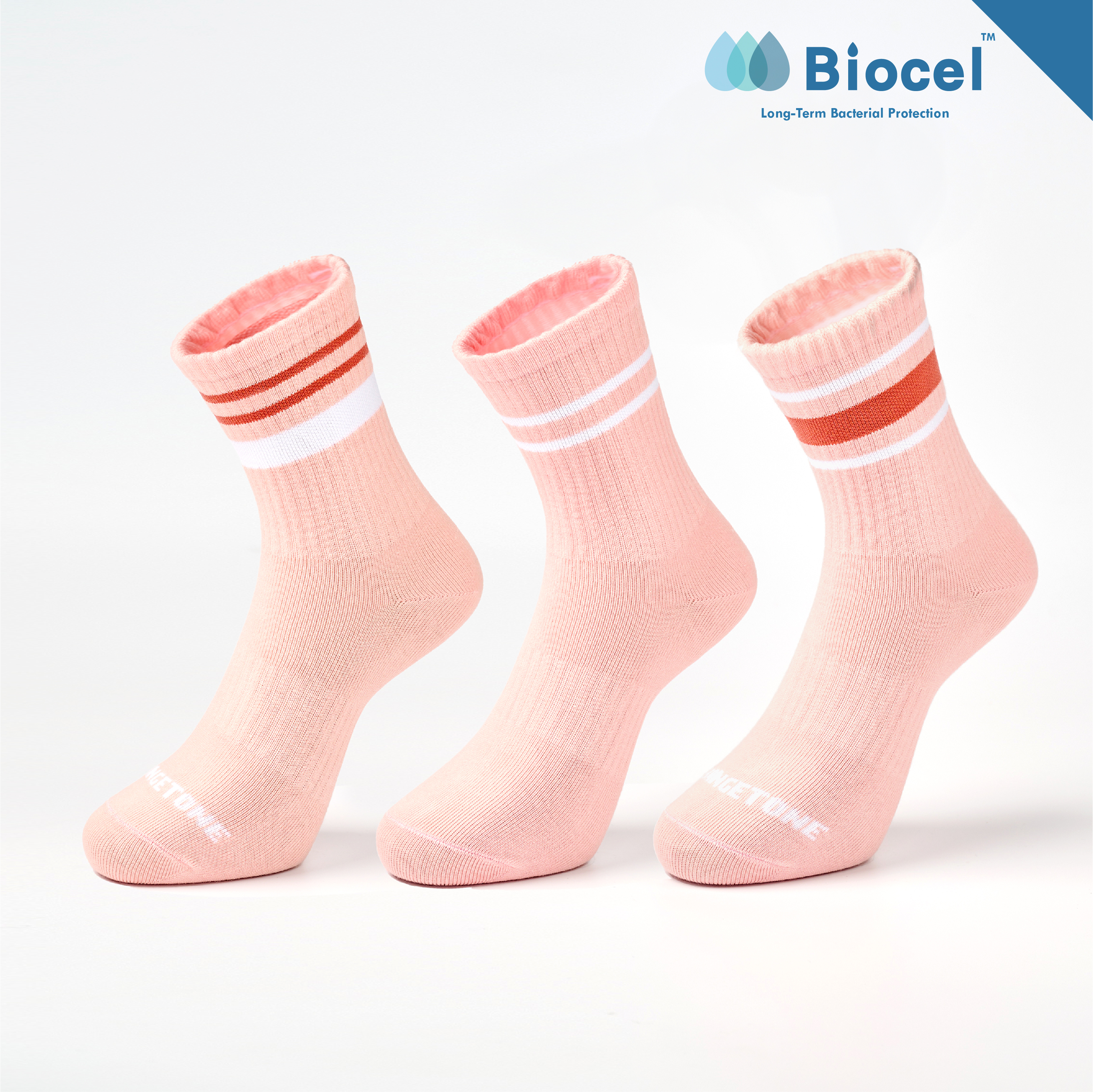 C的算法 抗菌運動中筒襪三支入〈灰粉〉