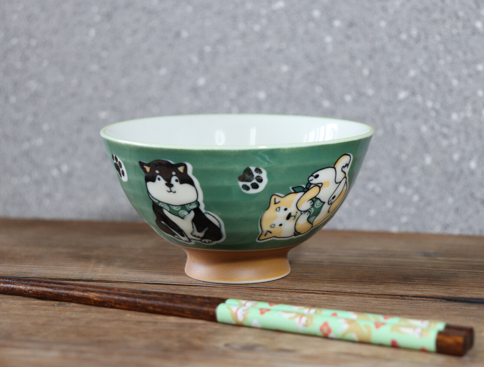 日本美濃燒豆柴瓦碗(綠)12.5CM (日本製)