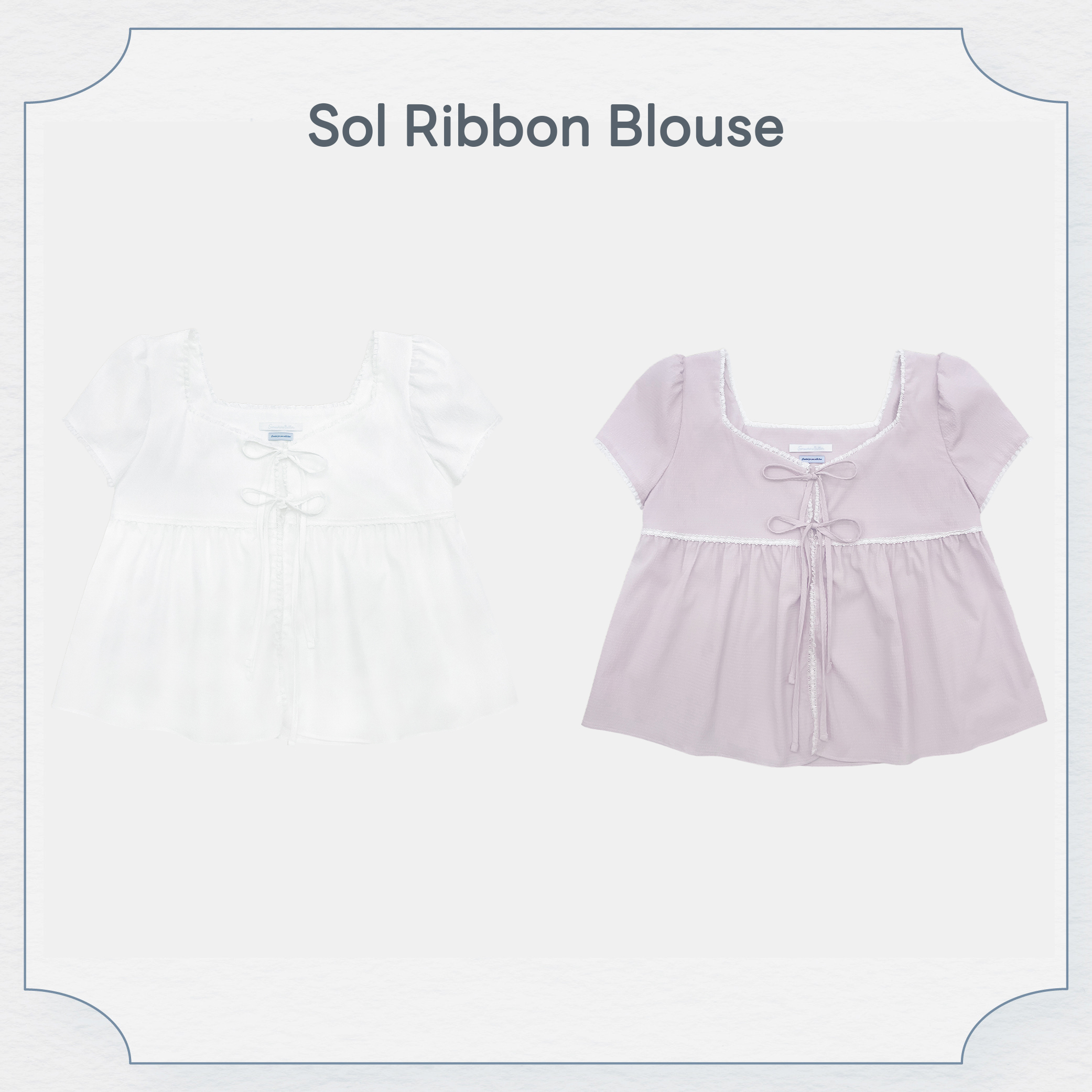 SOMEWHERE BUTTER雙蝴蝶結蕾絲滾邊短袖罩衫(共2色)