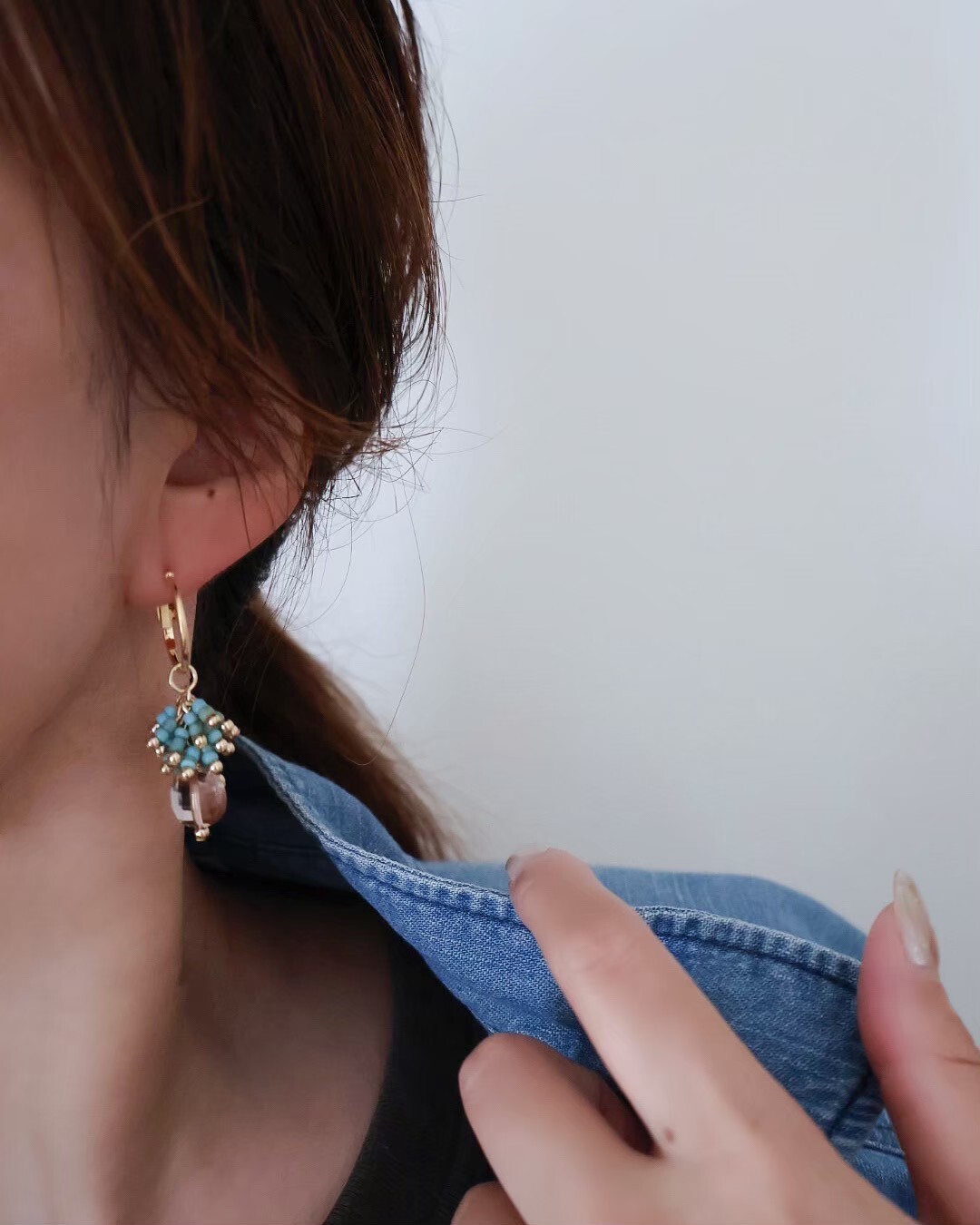 [glowglad] 土耳其藍手作玻璃珠耳環 | 耳針 | NO.54