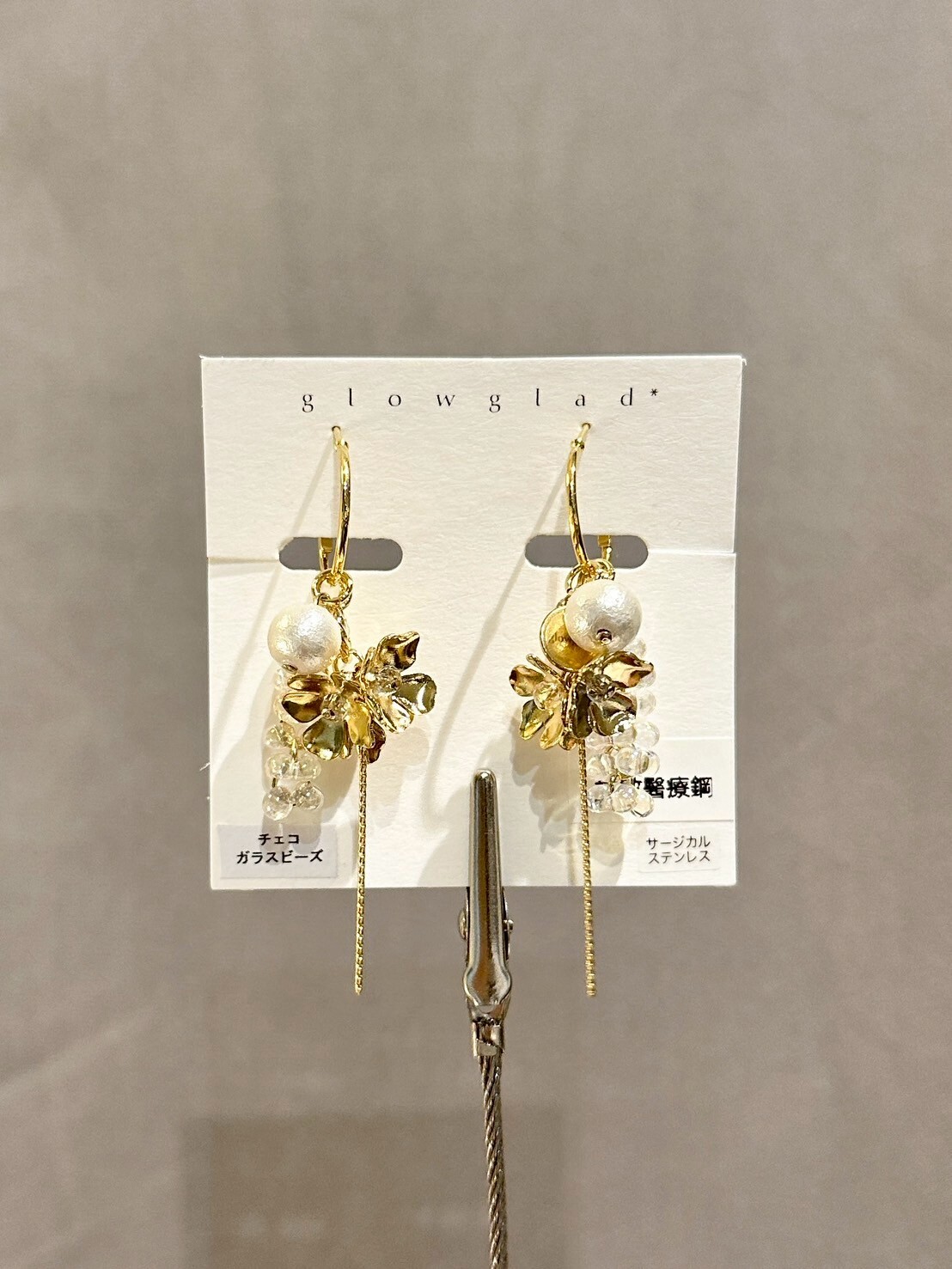 [glowglad] 金屬花x捷克玻璃耳環 | 耳針 | NO.59