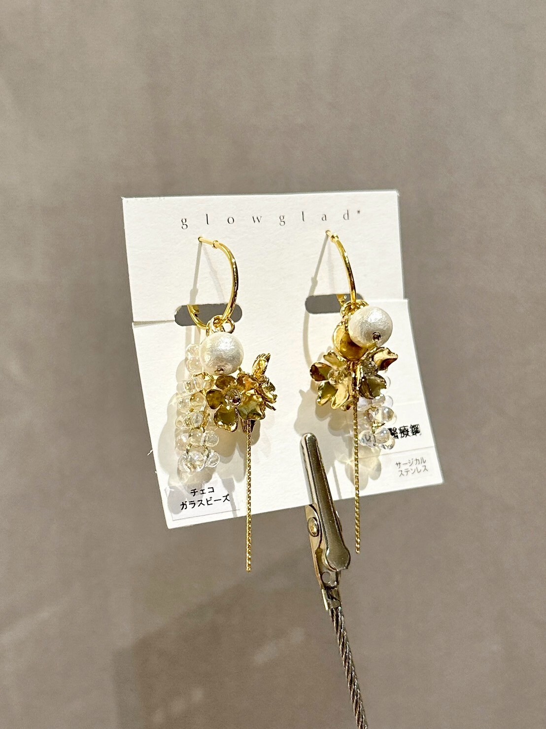 [glowglad] 金屬花x捷克玻璃耳環 | 耳針 | NO.59