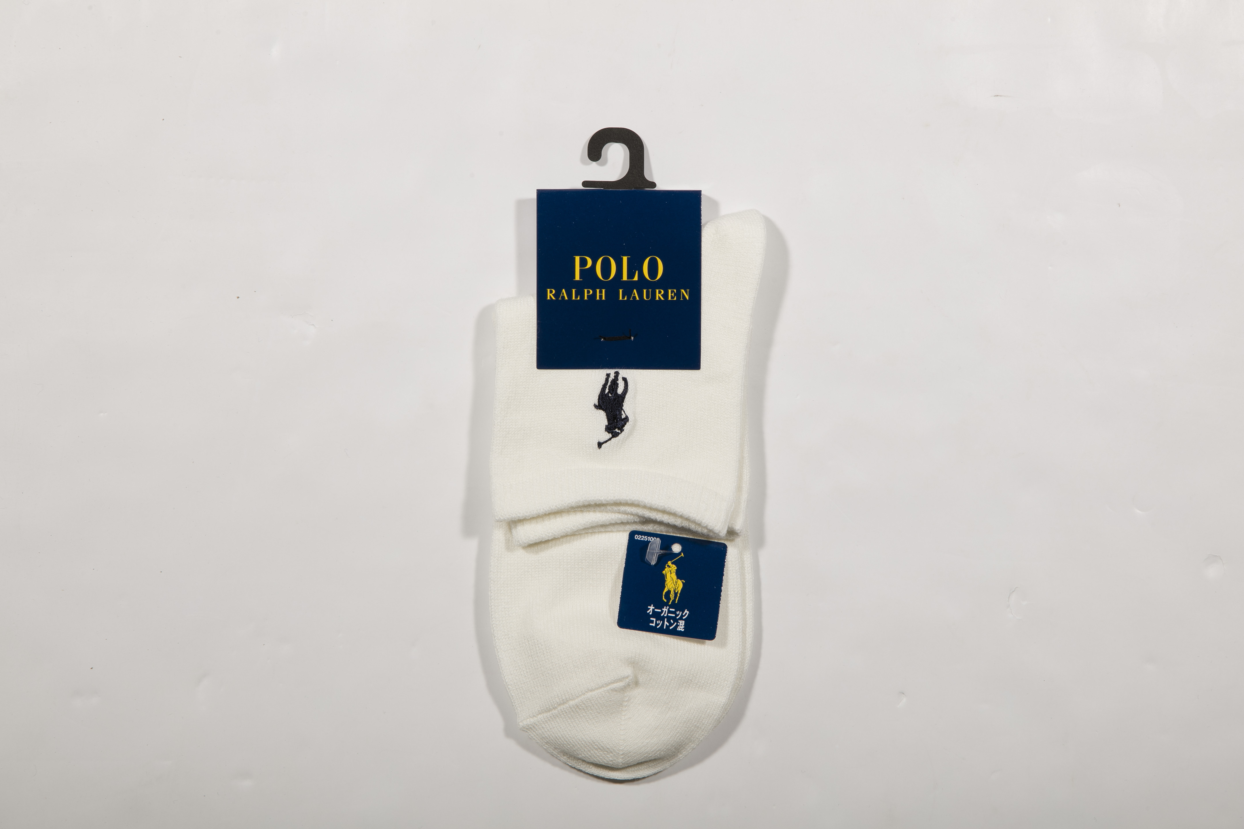 POLO RALPH LAUREN-女款SH提花襪 附polo刺繡(白色)